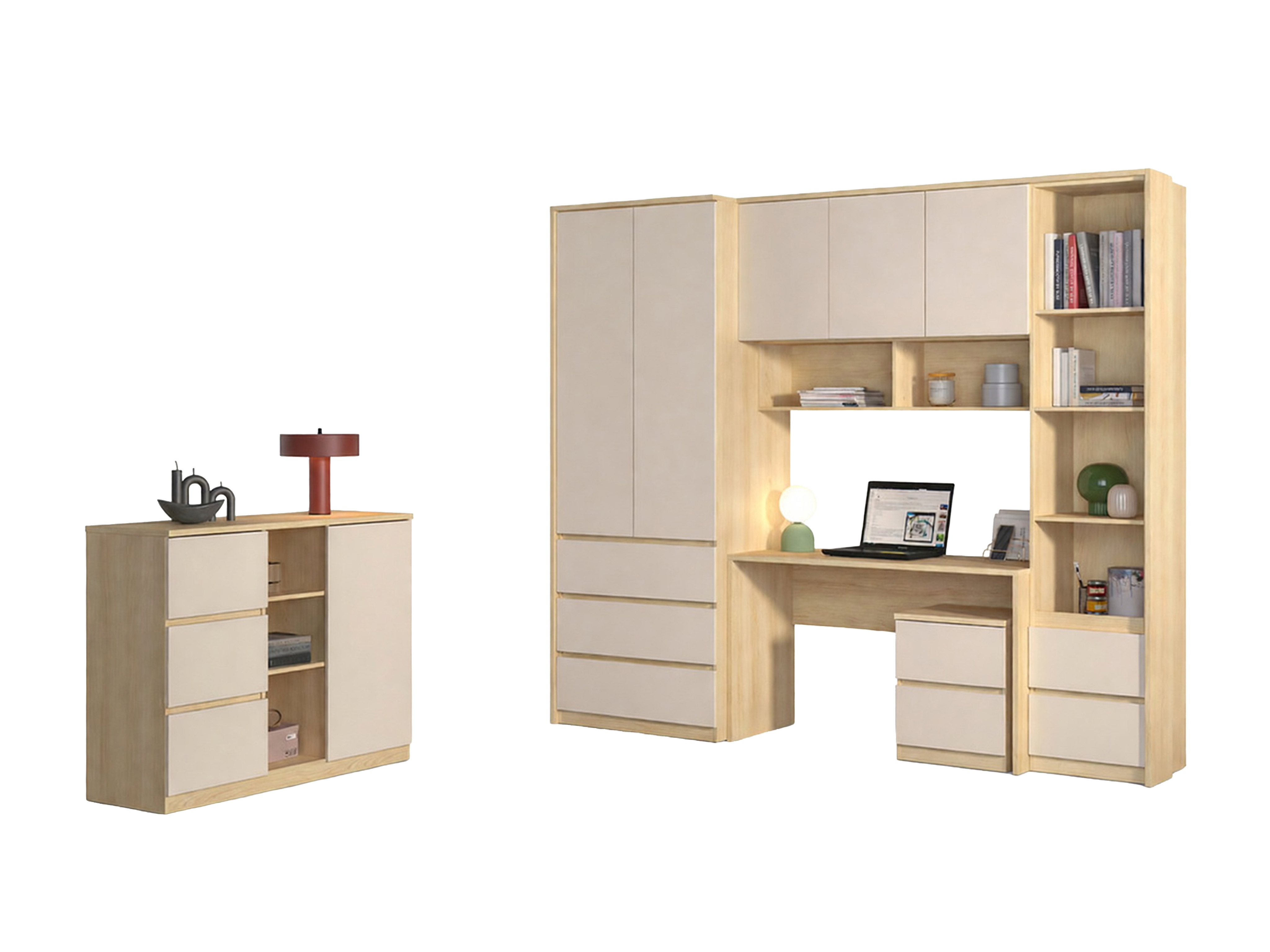 Møbelsæt Nolcala 122 (Egetræ + Beige)