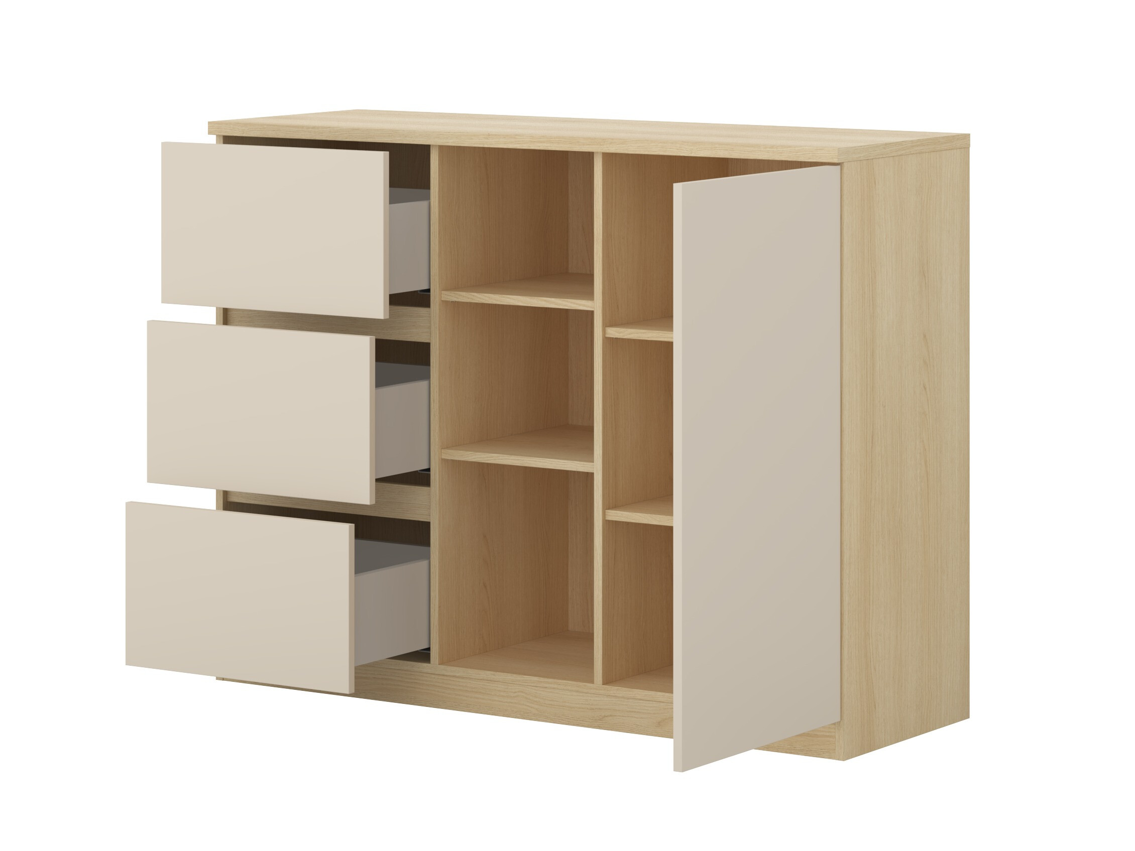 Møbelsæt Nolcala 123 (Egetræ + Beige)