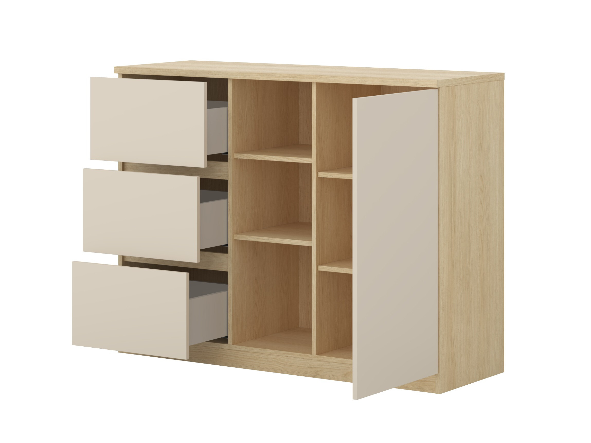 Møbelsæt Nolcala 123 (Egetræ + Beige)
