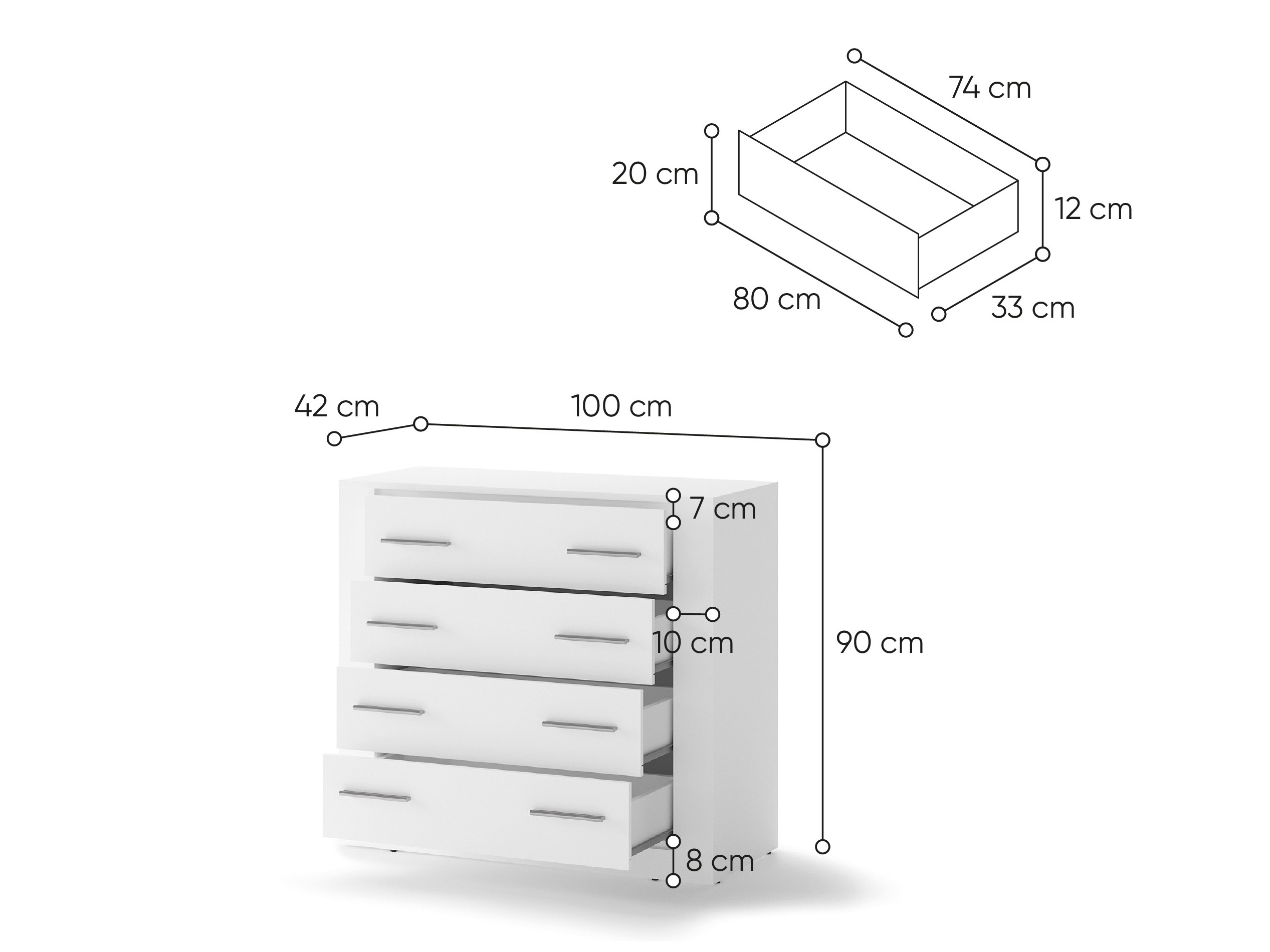 Kommode Cirdelu 110 (Hvid)