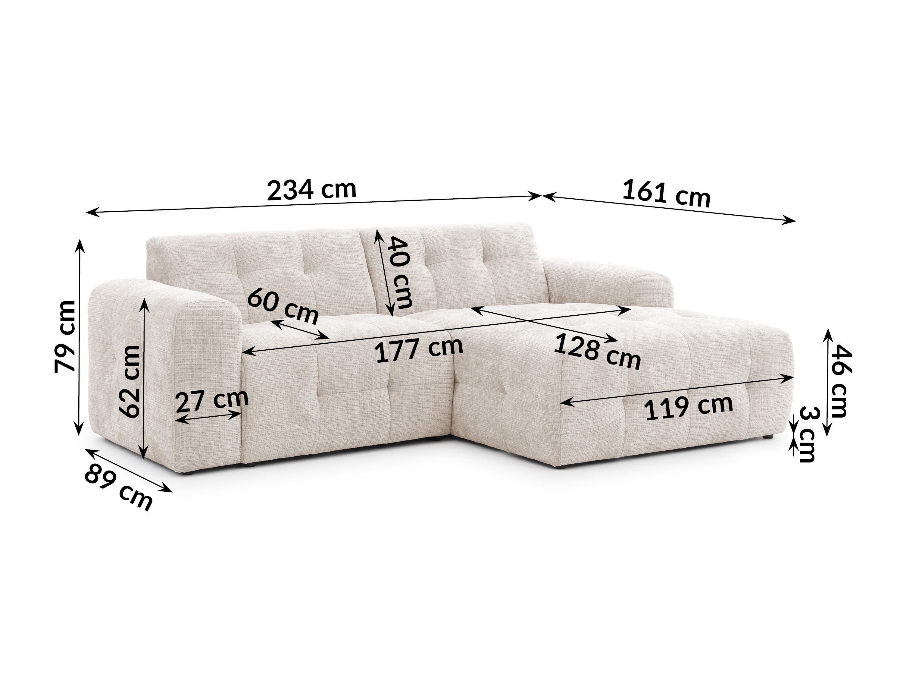 Hjørnesofa Rocklin 179 (Cremona 02)