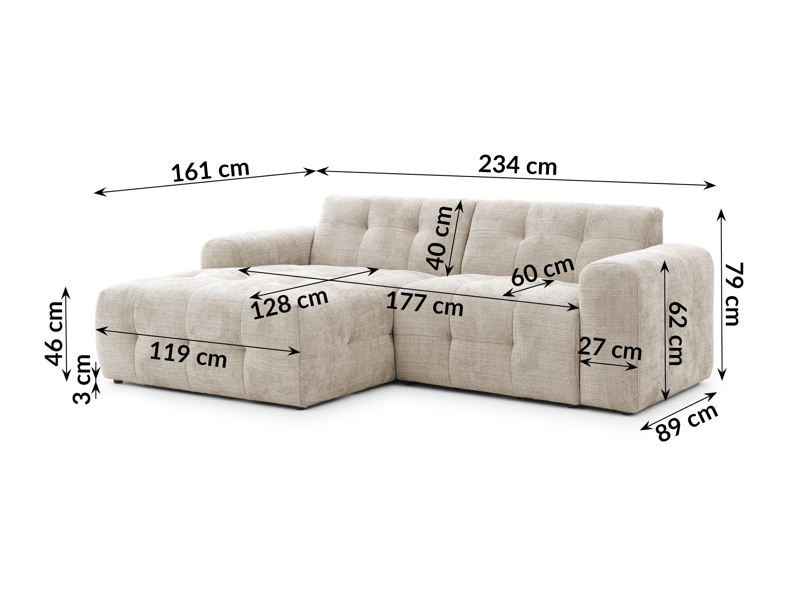 Hjørnesofa Rocklin 179 (Cremona 14)