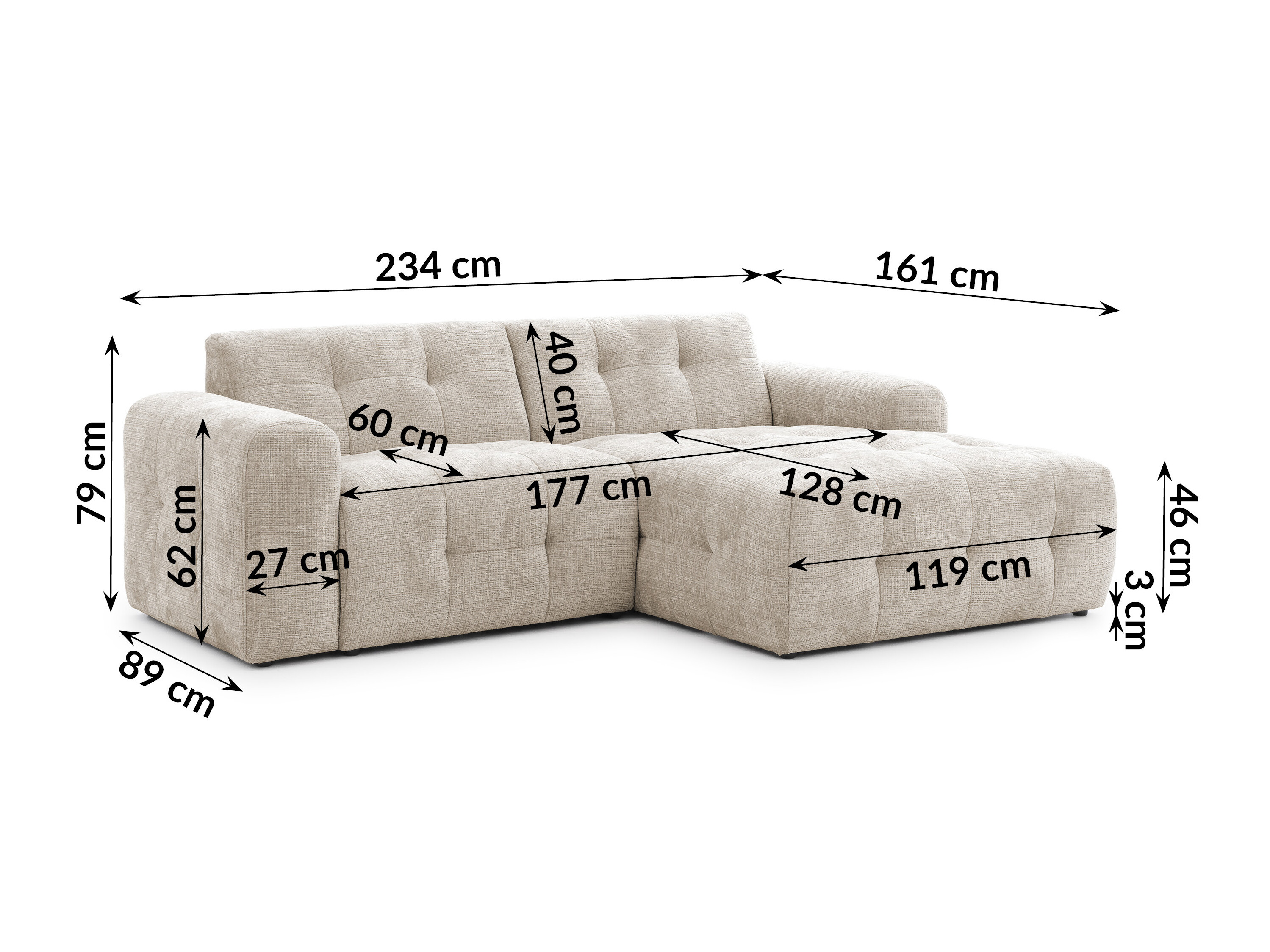 Hjørnesofa Rocklin 179 (Cremona 14)