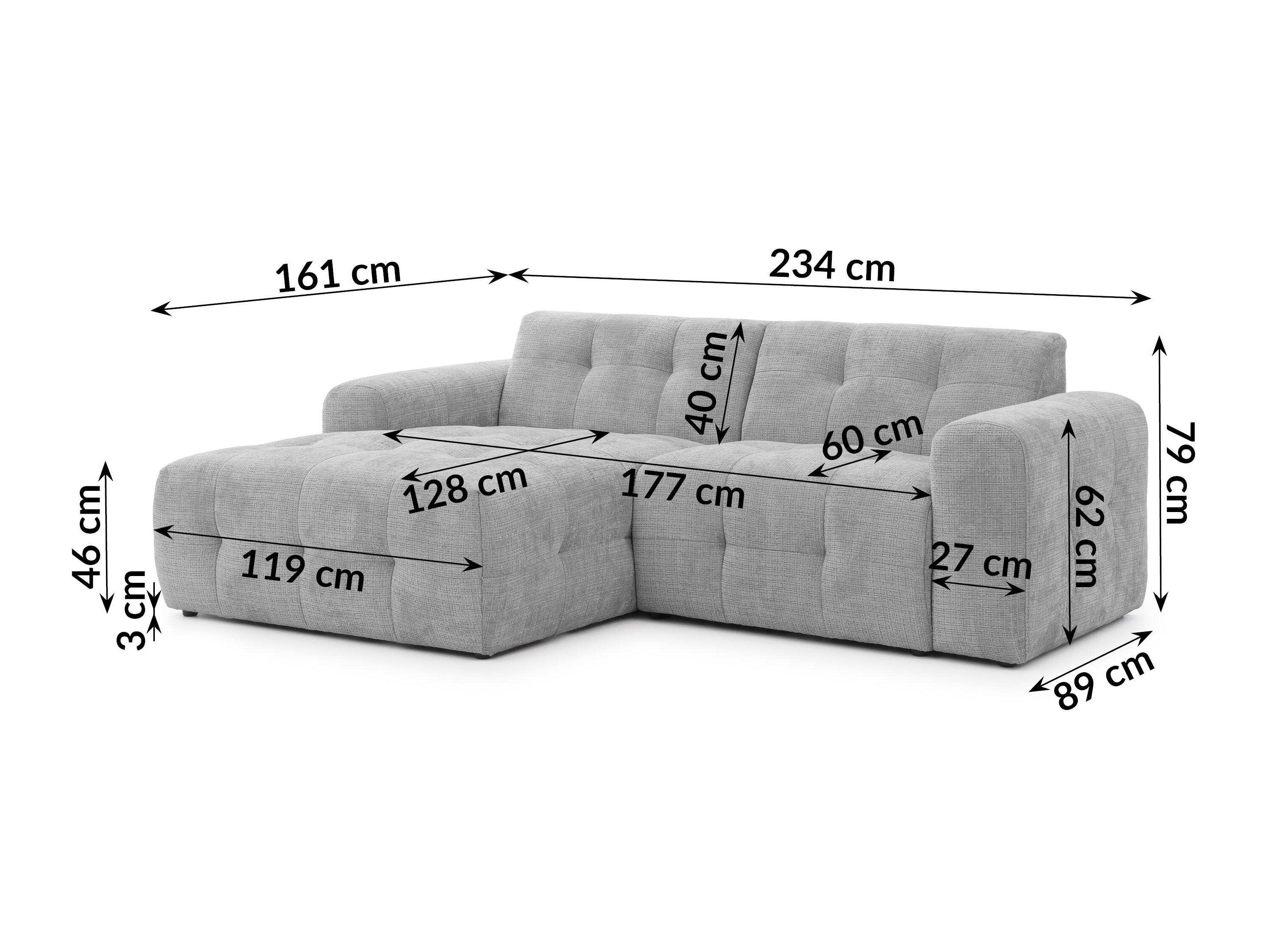 Hjørnesofa Rocklin 179 (Cremona 81)