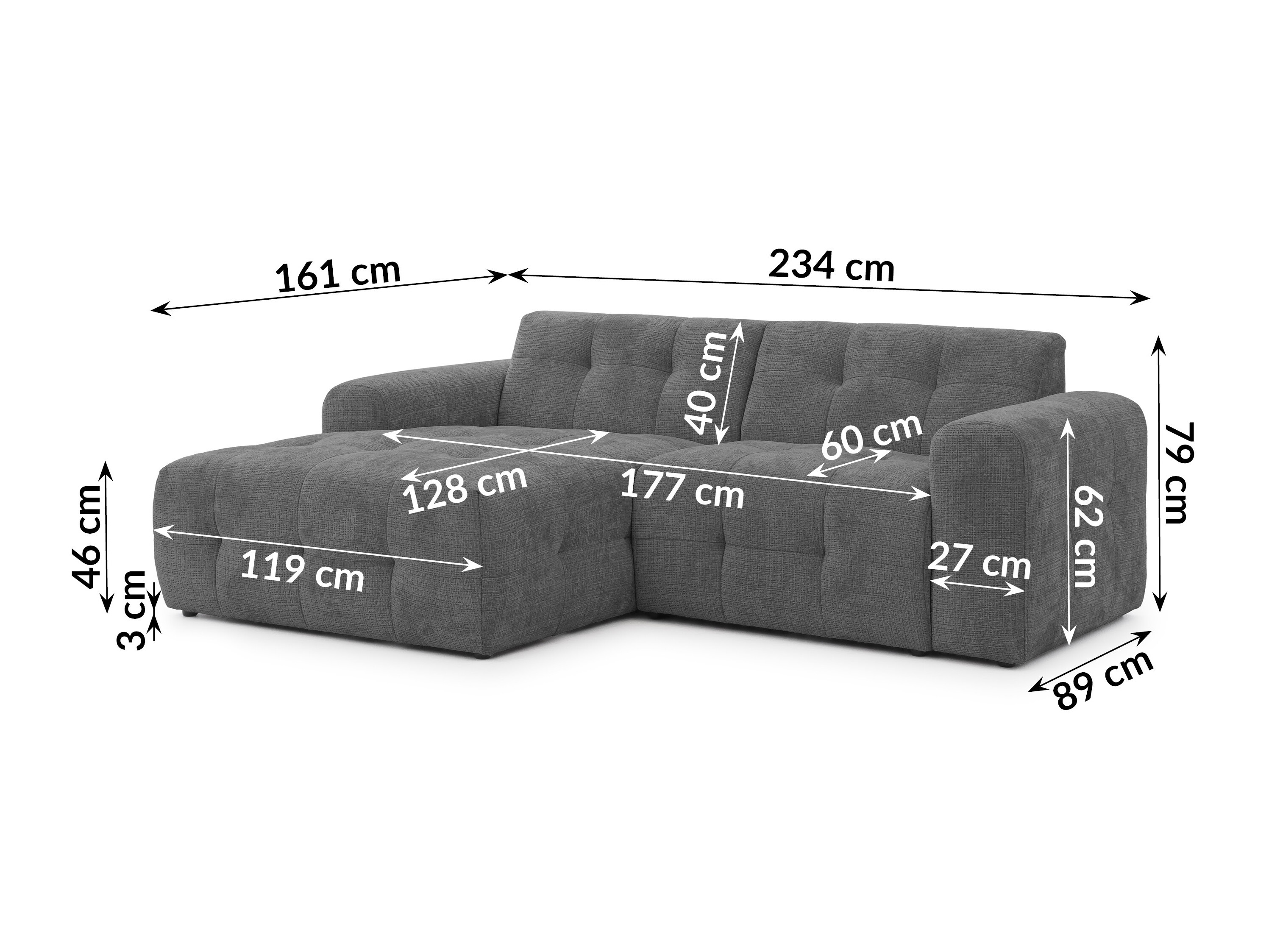 Hjørnesofa Rocklin 179 (Cremona 95)