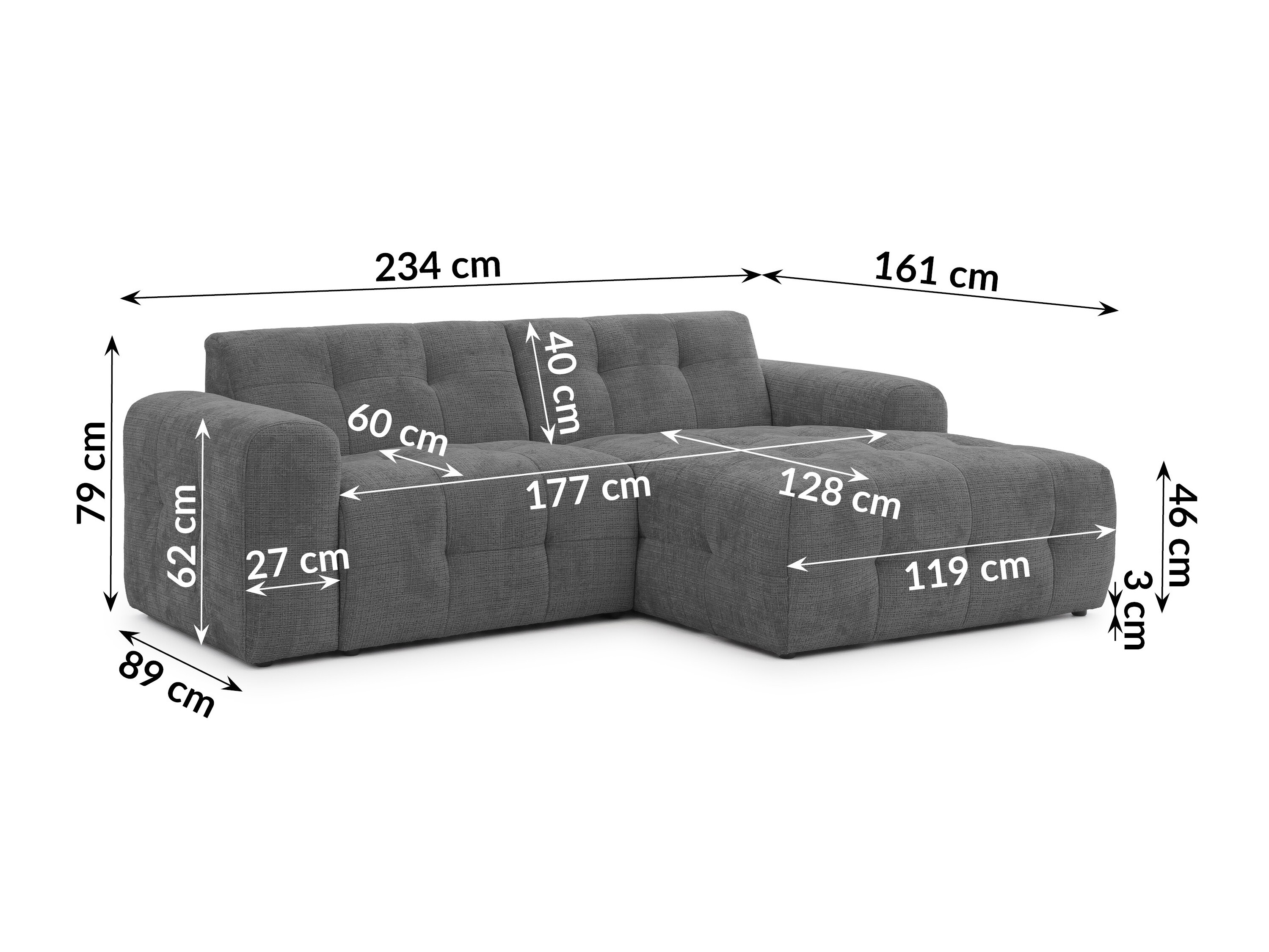 Hjørnesofa Rocklin 179 (Cremona 95)
