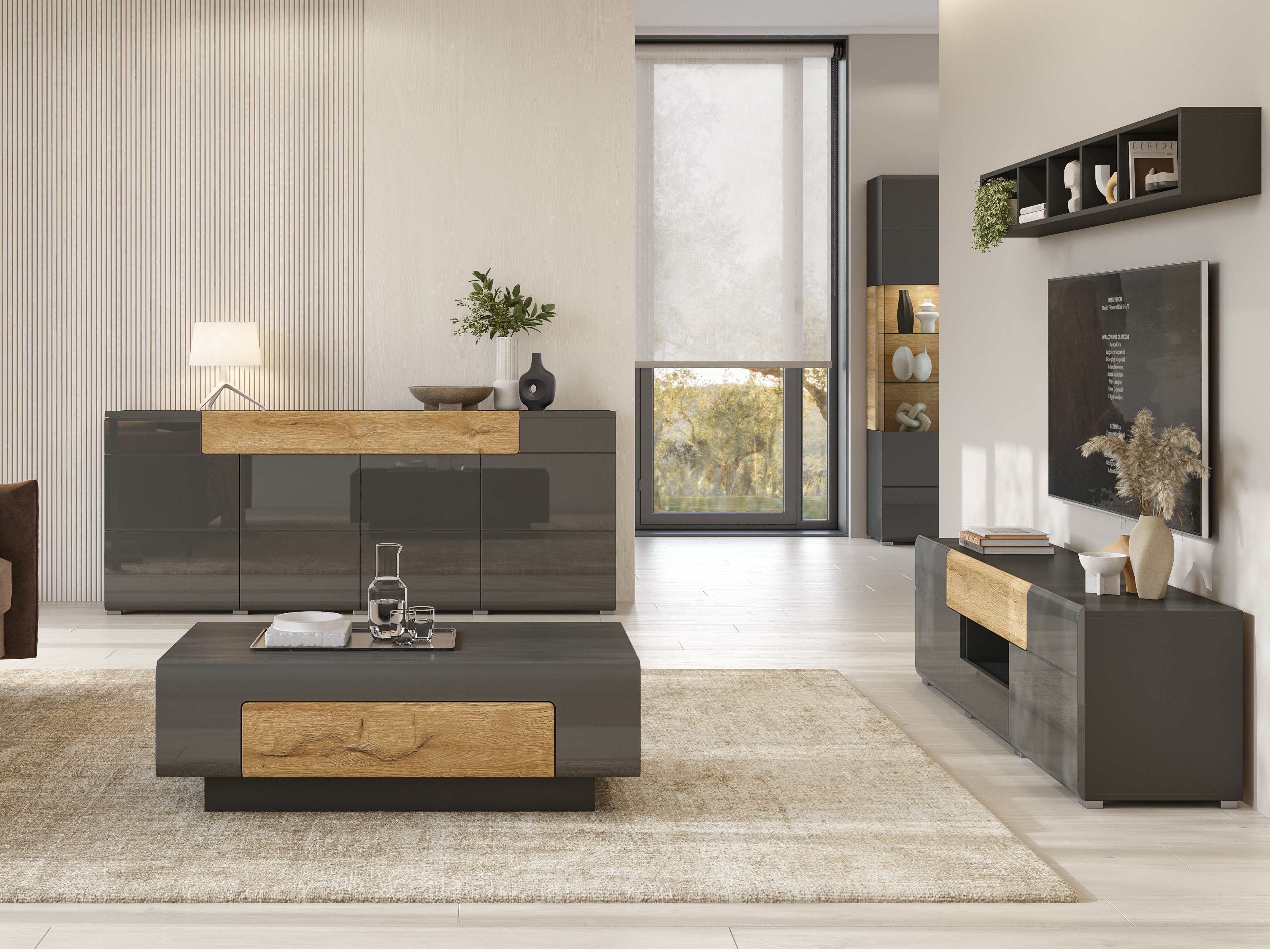 TV-bord Torsone 101 (Antracit + Gloss antracit + Grandson eg)