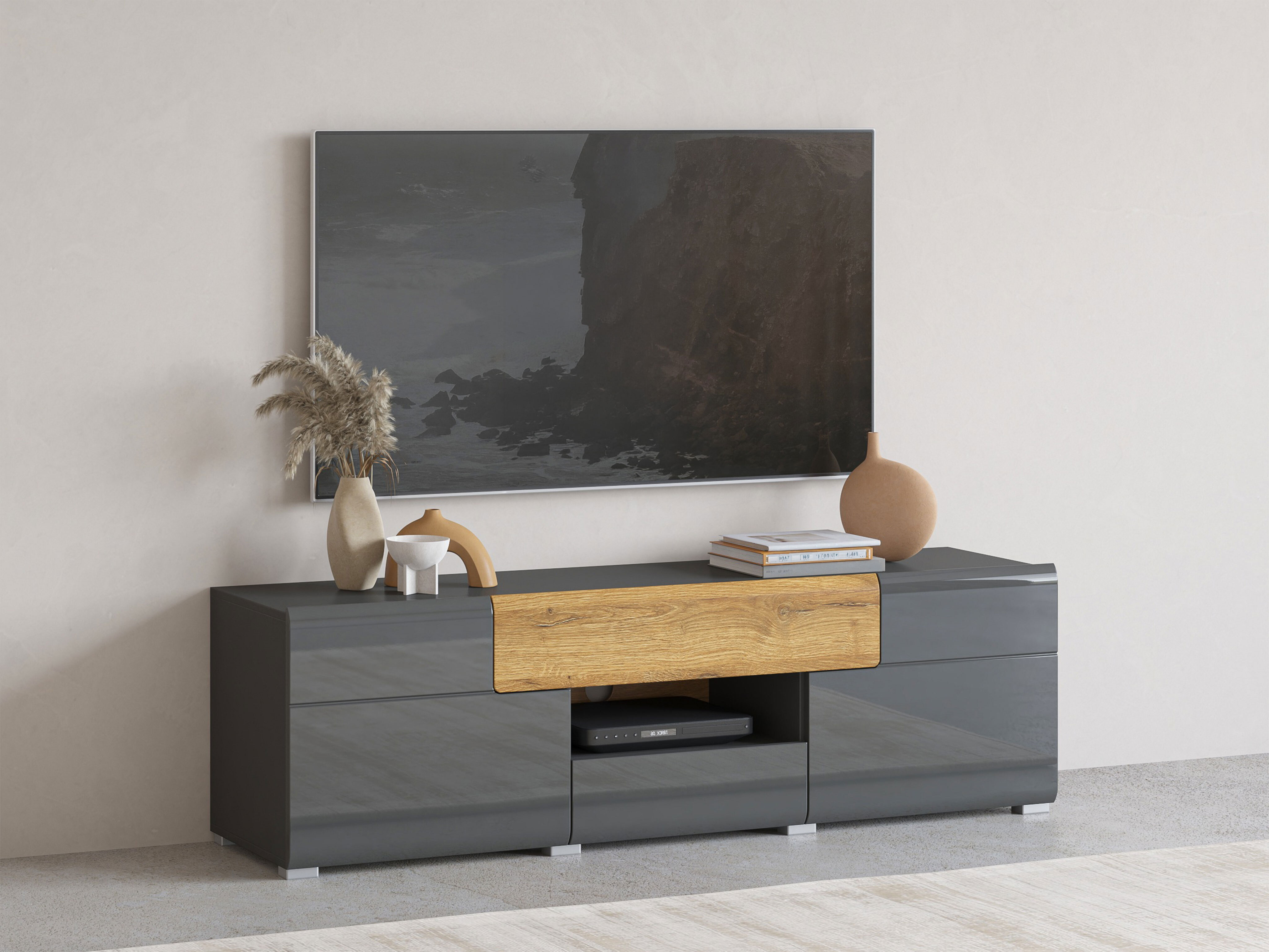 TV-bord Torsone 101 (Antracit + Gloss antracit + Grandson eg)