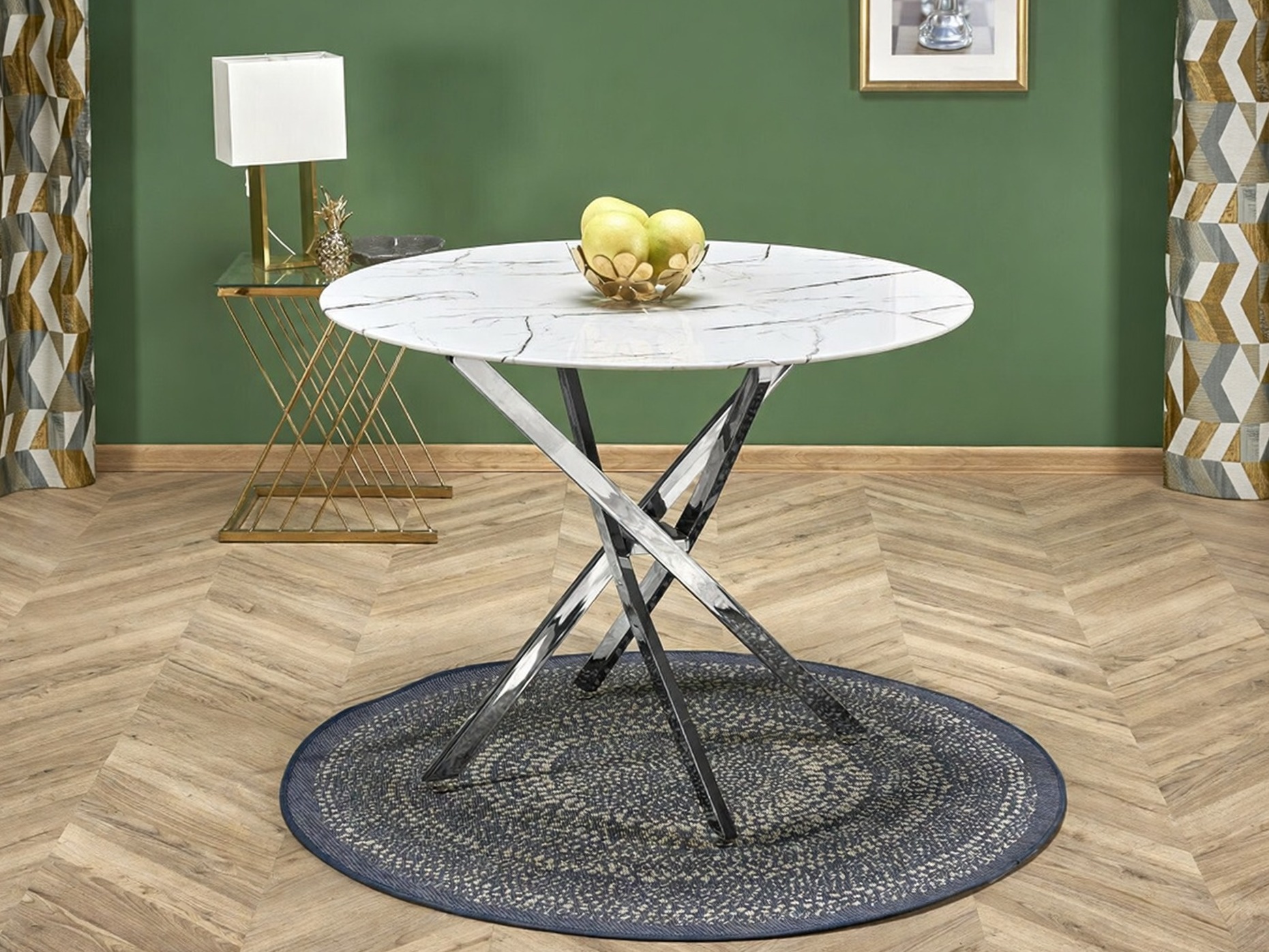 Bord Houston 1538 (Sølv + Hvid marmor)