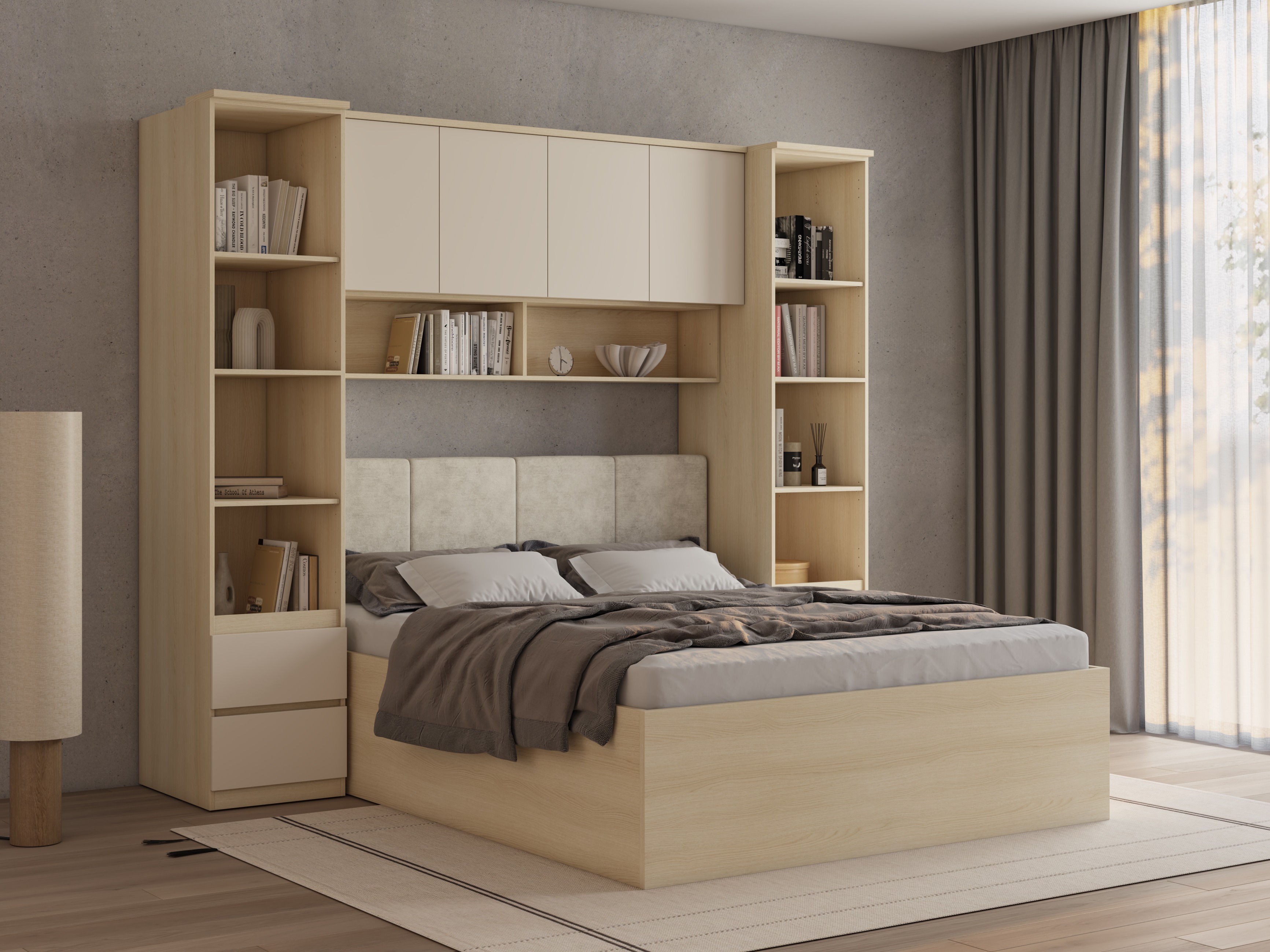Soveværelsessæt Nolcala 124 (Egetræ + Beige)