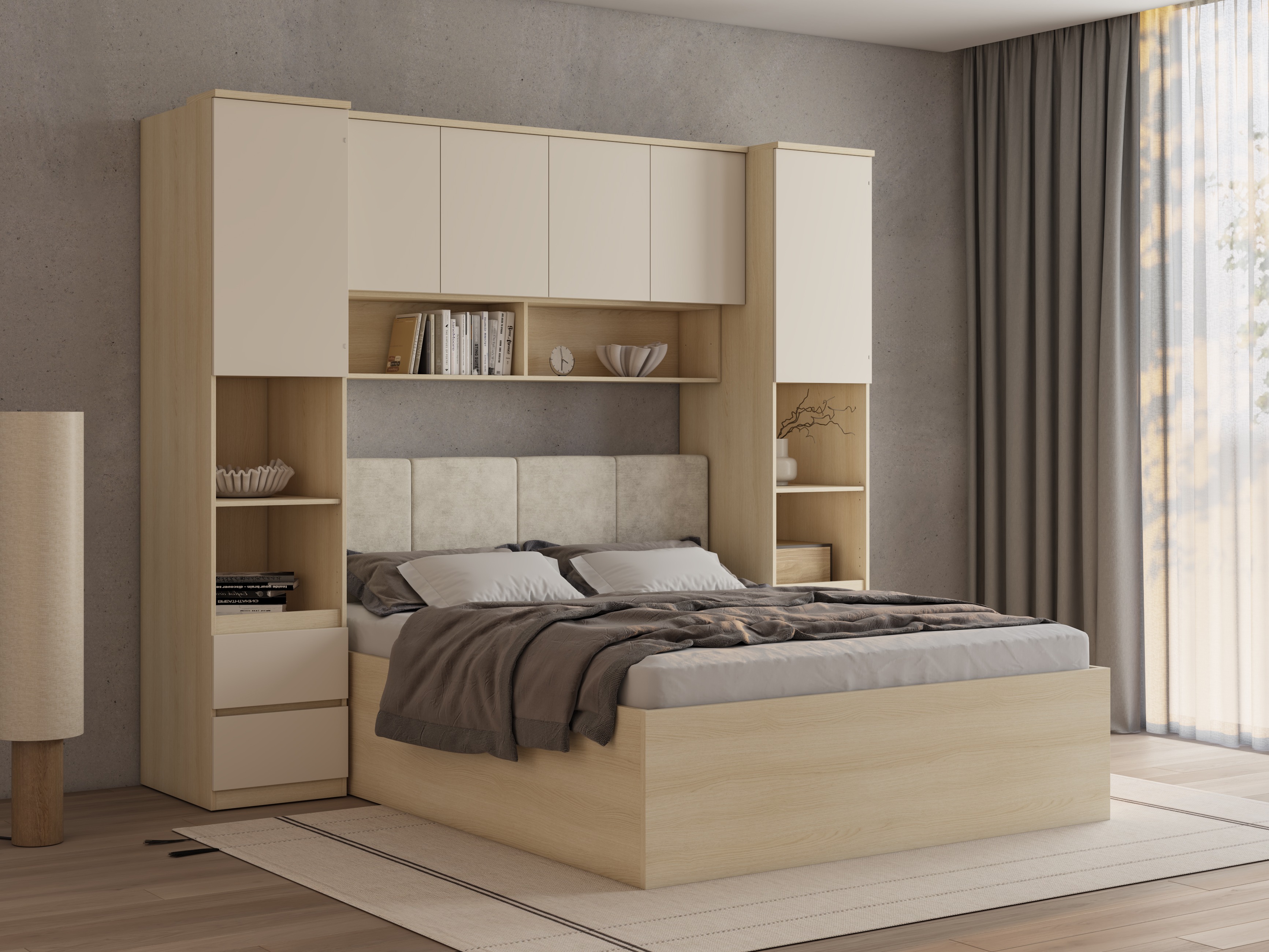Soveværelsessæt Nolcala 126 (Egetræ + Beige)