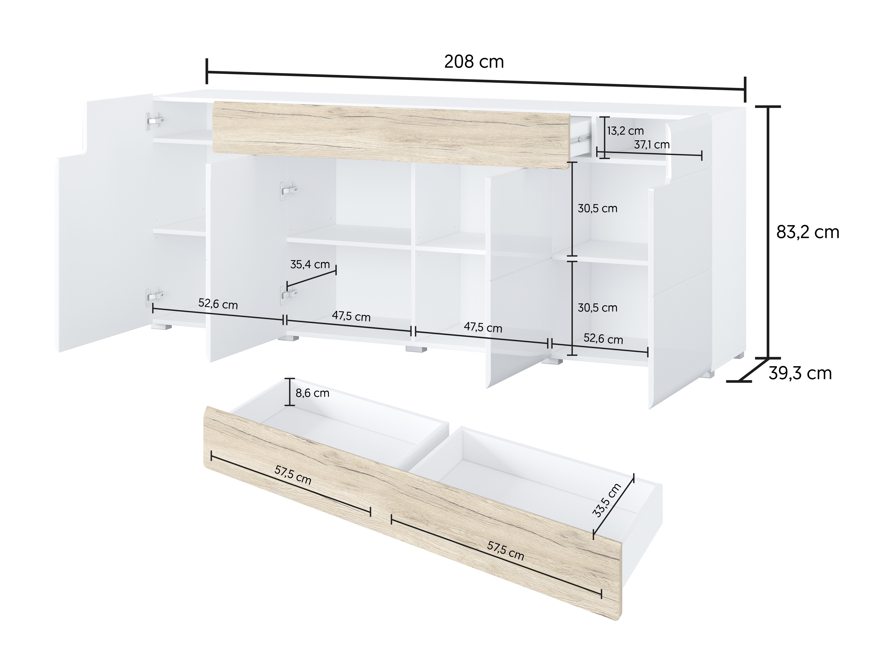 Kommode Torsone 102 (Antracit + Gloss antracit + Grandson eg)