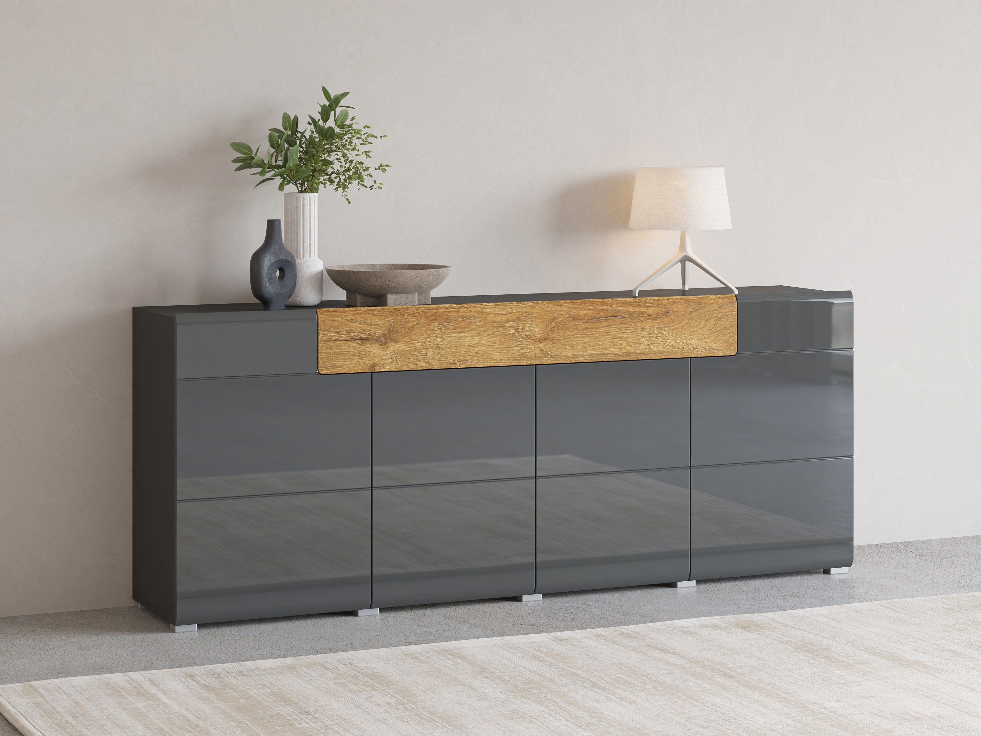 Kommode Torsone 102 (Antracit + Gloss antracit + Grandson eg)