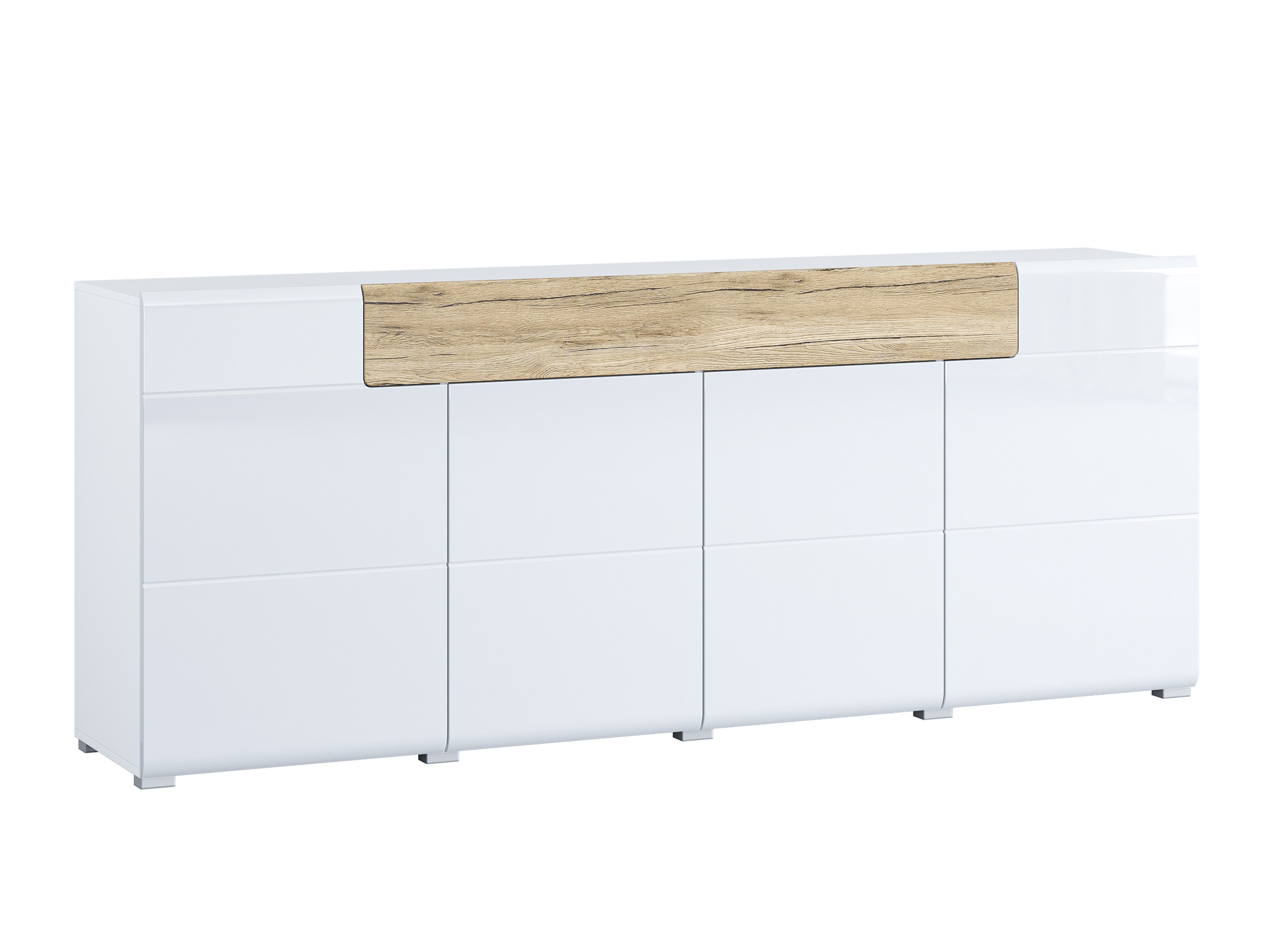 Kommode Torsone 102 (Hvid + Glansfuld hvid + San remo eg)