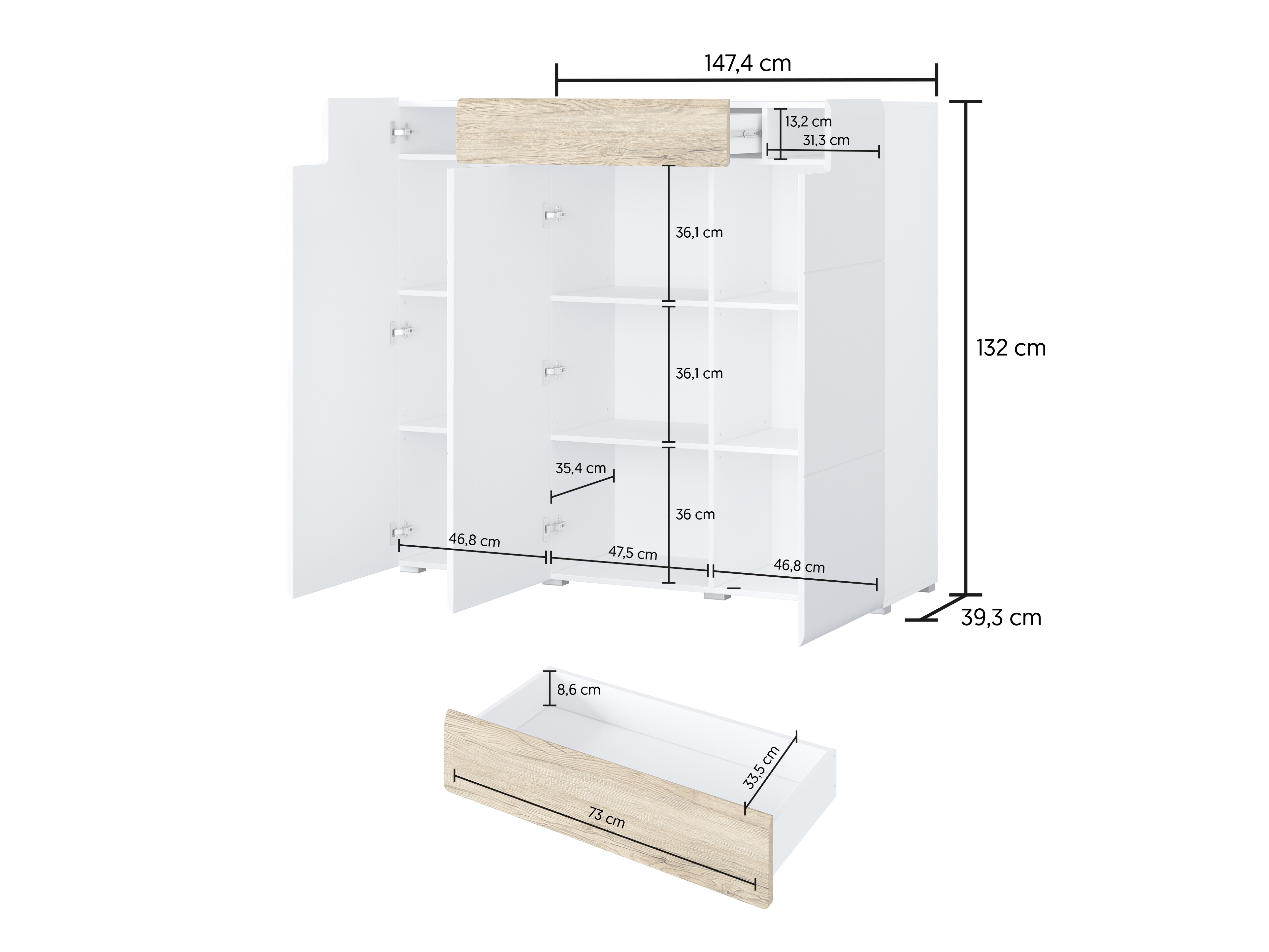 Kommode Torsone 112 (Antracit + Gloss antracit + Grandson eg)