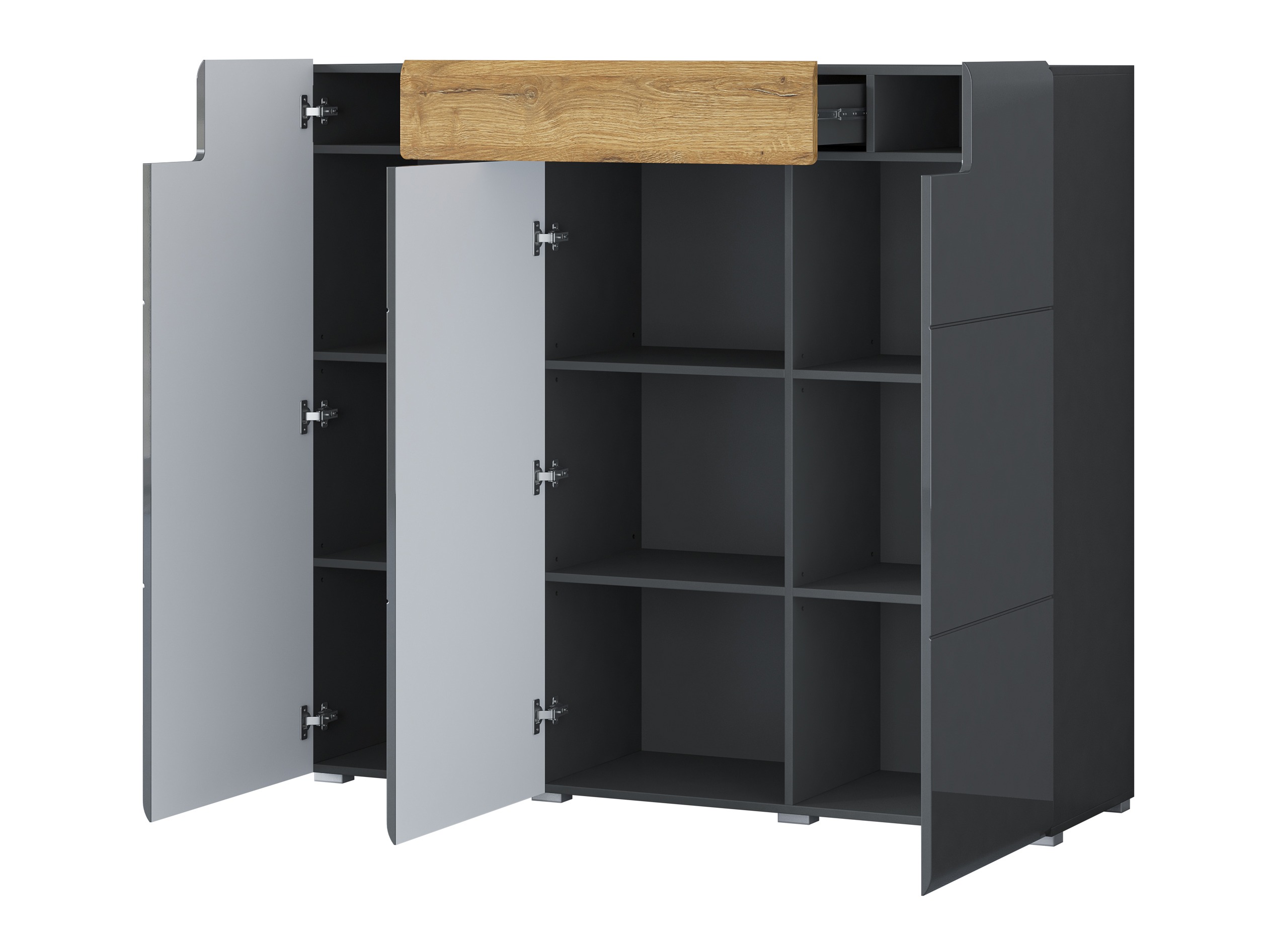 Kommode Torsone 112 (Antracit + Gloss antracit + Grandson eg)