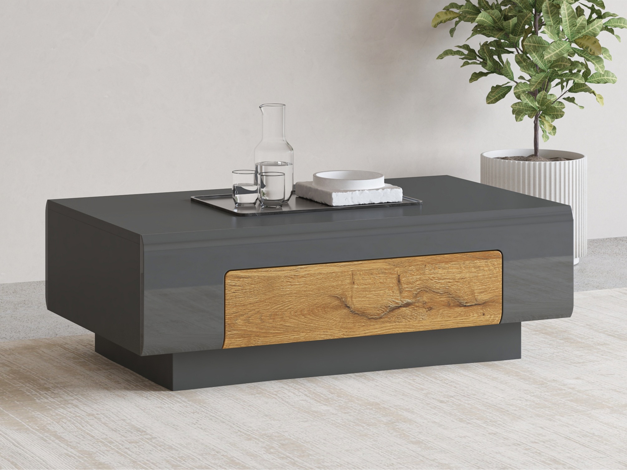Sofabord Torsone 111 (Antracit + Gloss antracit + Grandson eg)