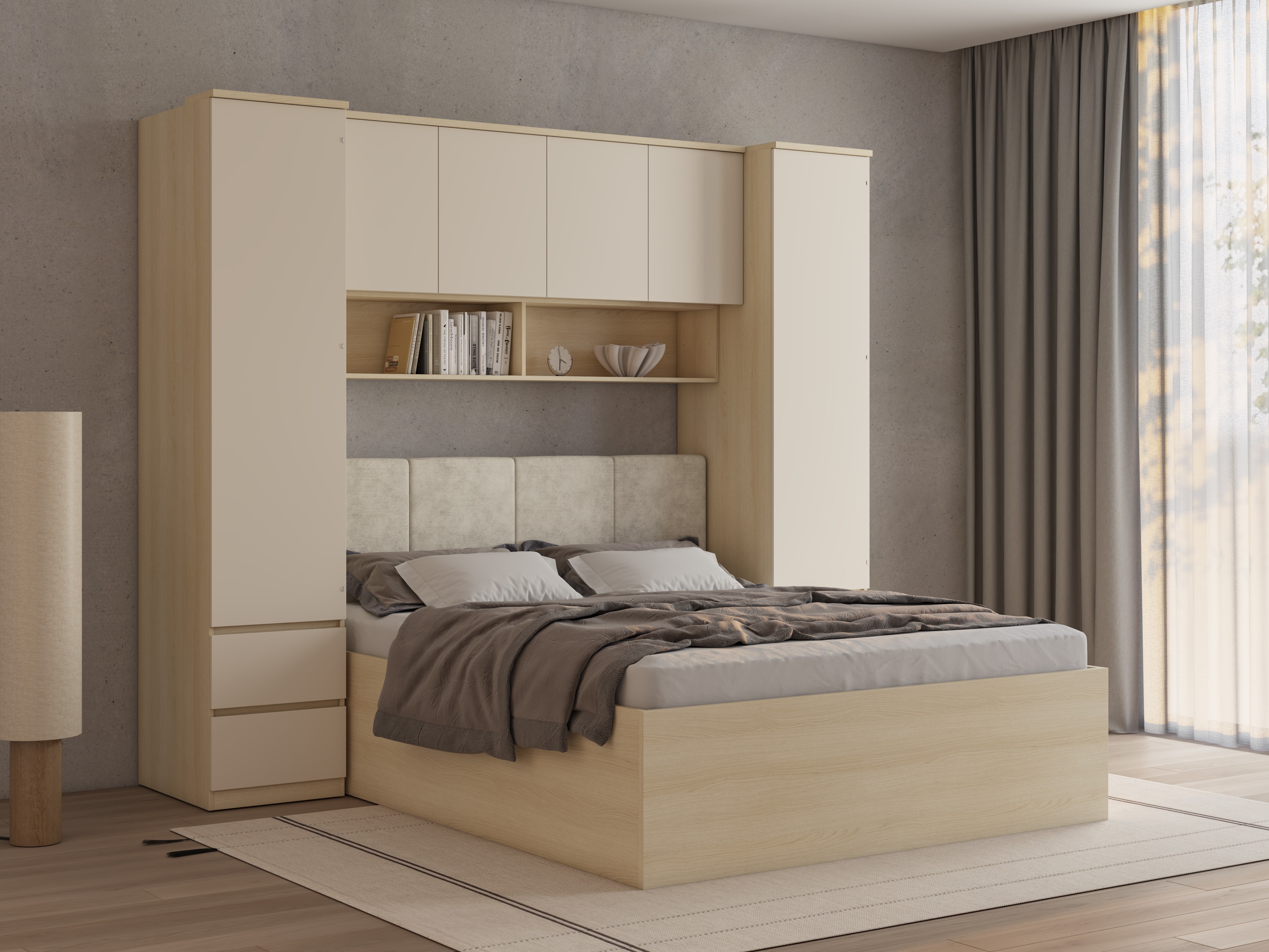Soveværelsessæt Nolcala 125 (Egetræ + Beige)