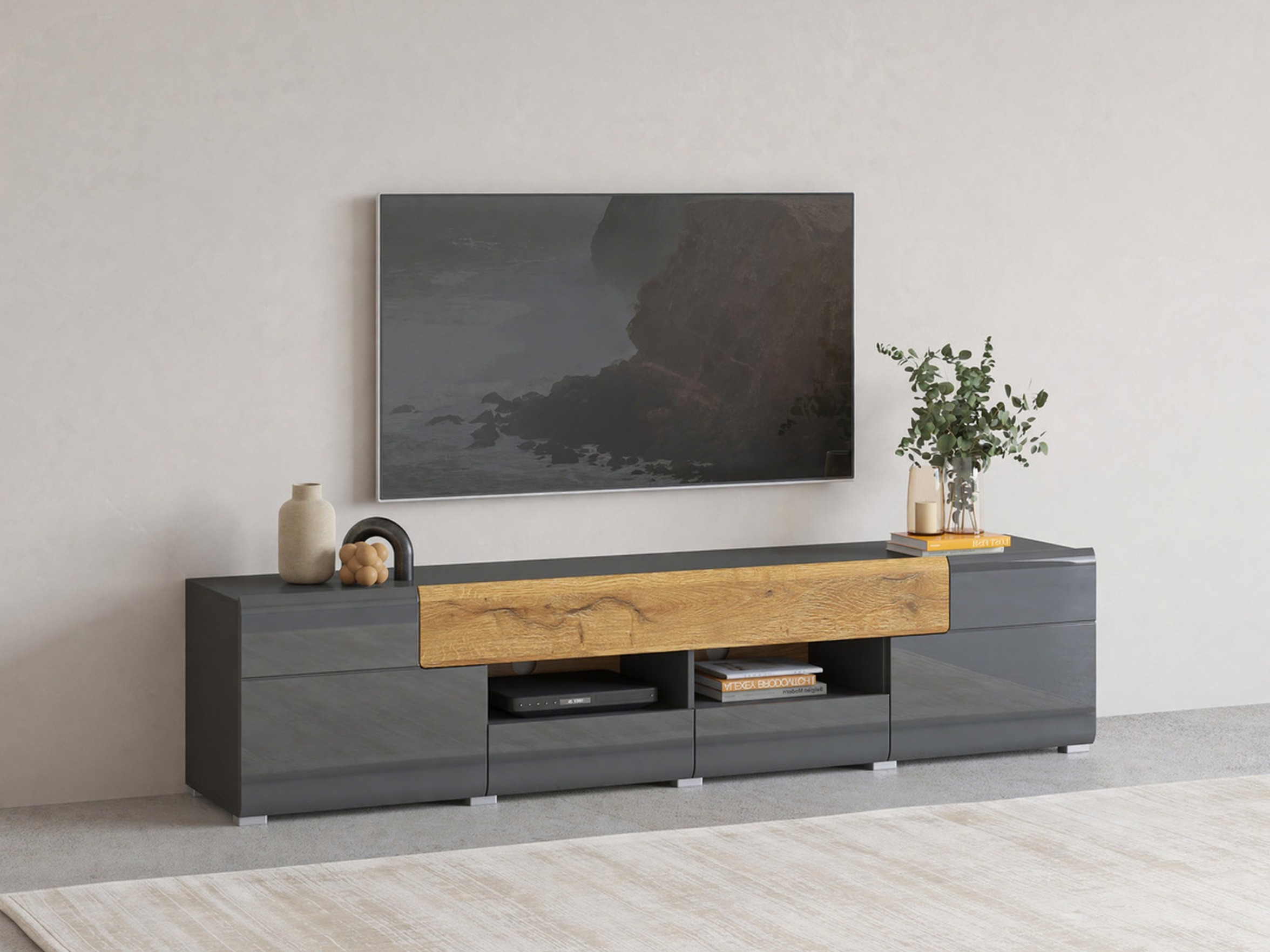 TV-bord Torsone 113 (Antracit + Gloss antracit + Grandson eg)