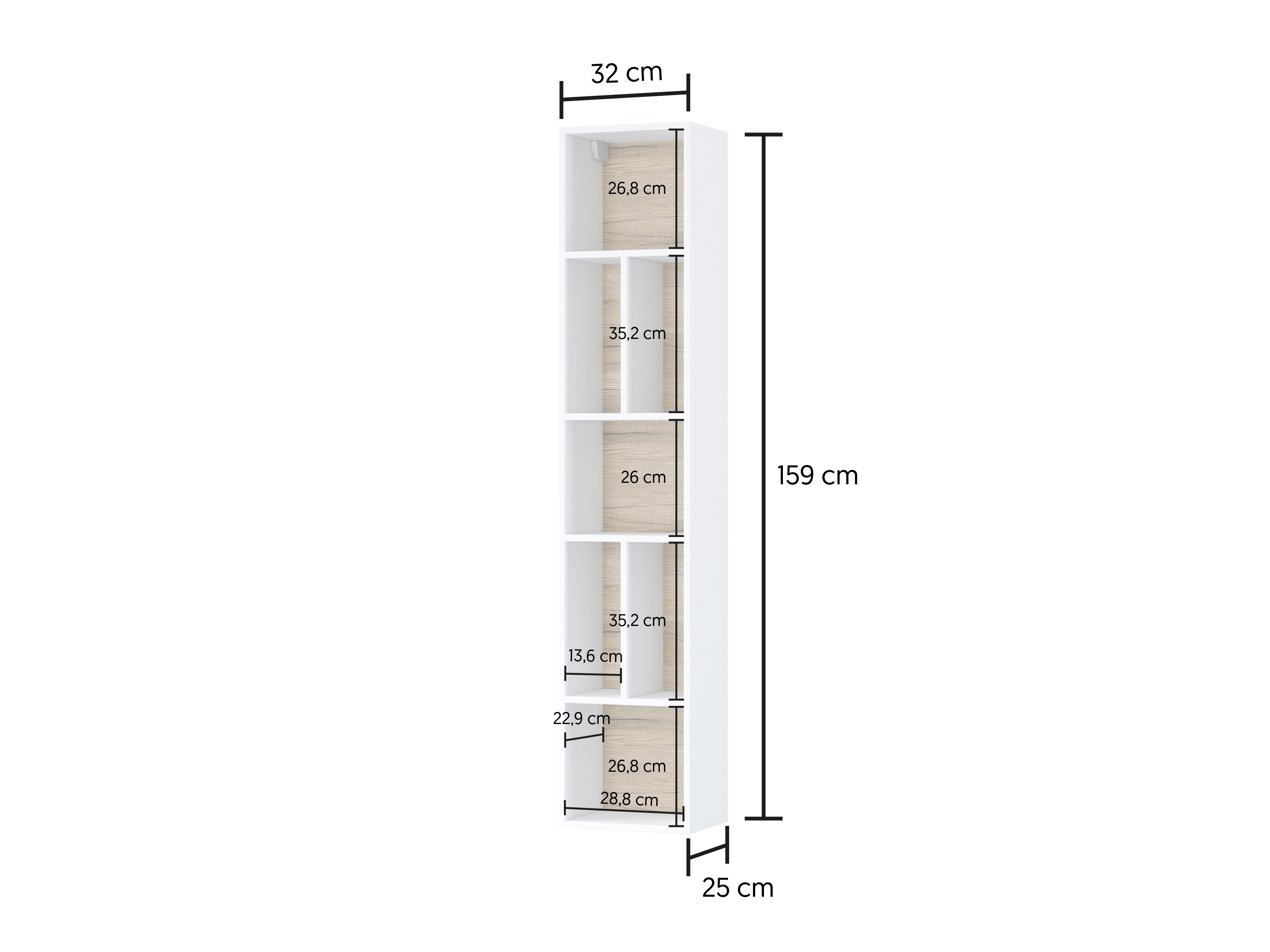 Vægreol Torsone 106 (Hvid + Glansfuld hvid + San remo eg)