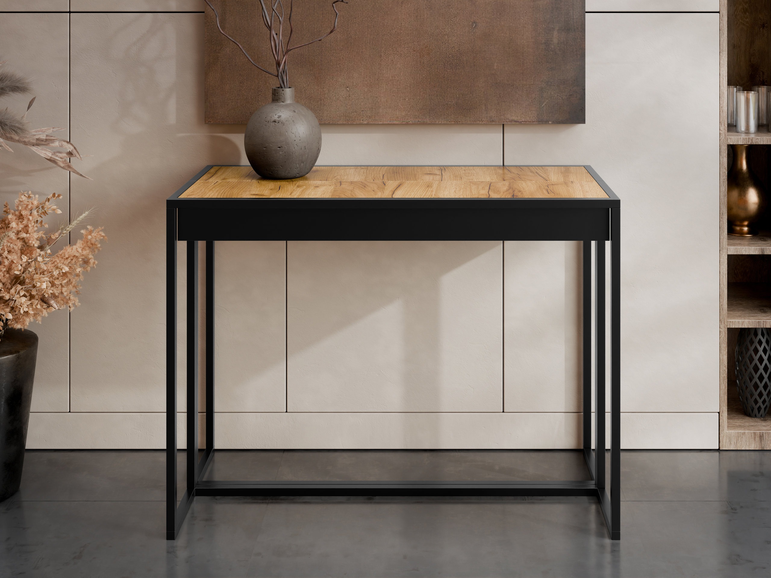 Klapbord Oswego 180 (Sort + Craft egetræ)