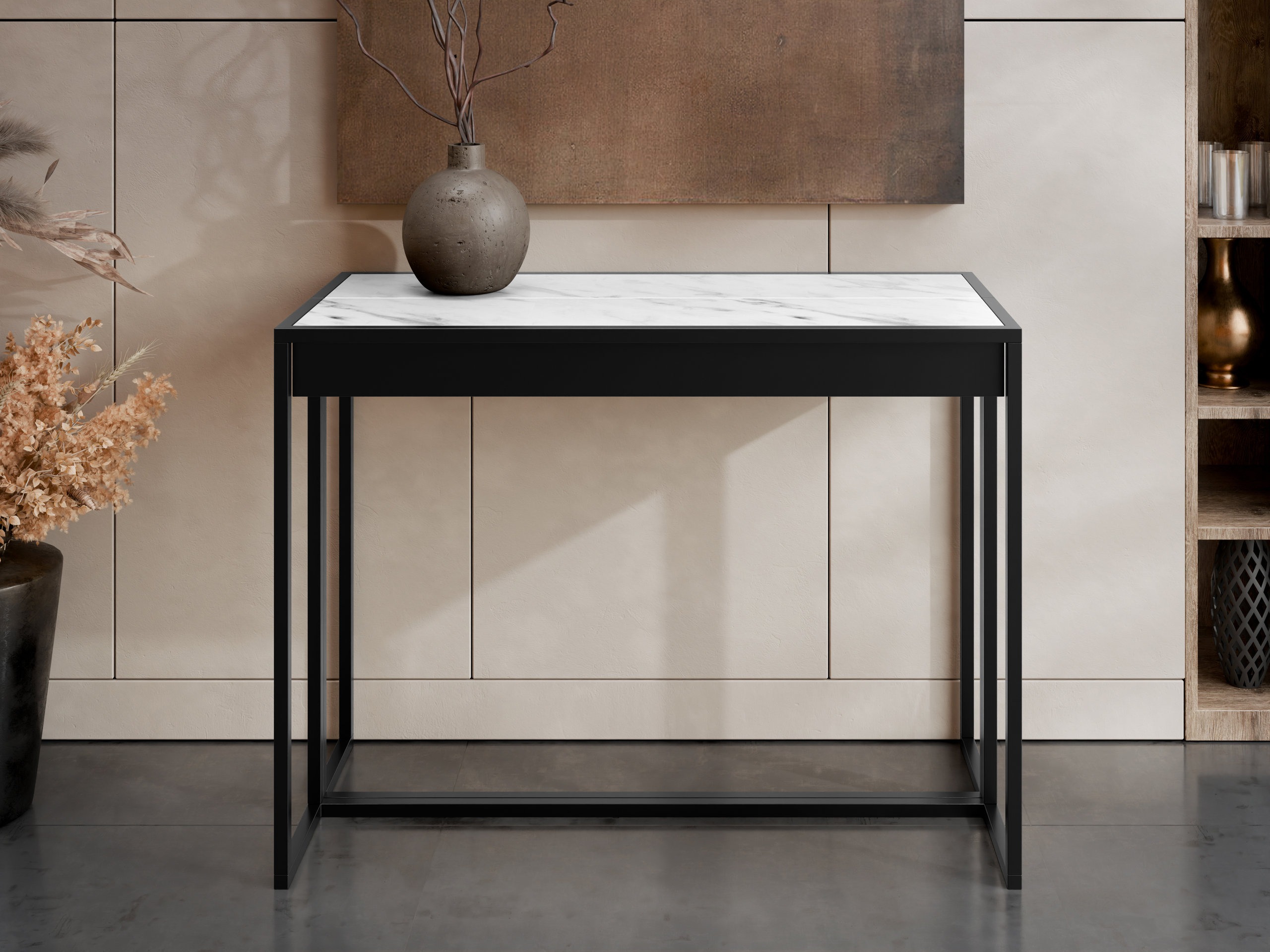 Klapbord Oswego 180 (Sort + Hvid marmor)
