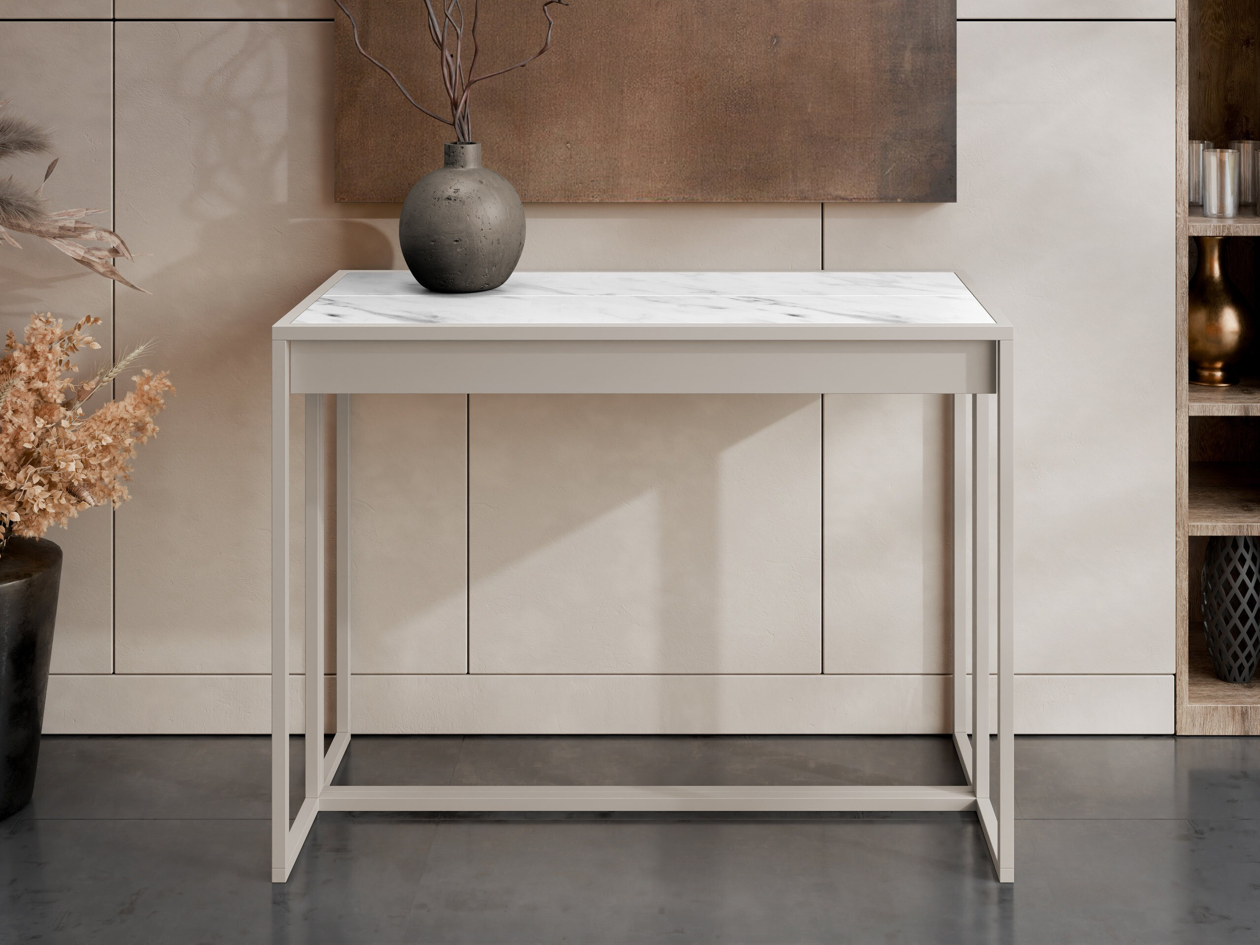 Klapbord Oswego 180 (Hvid marmor + Kashmir)