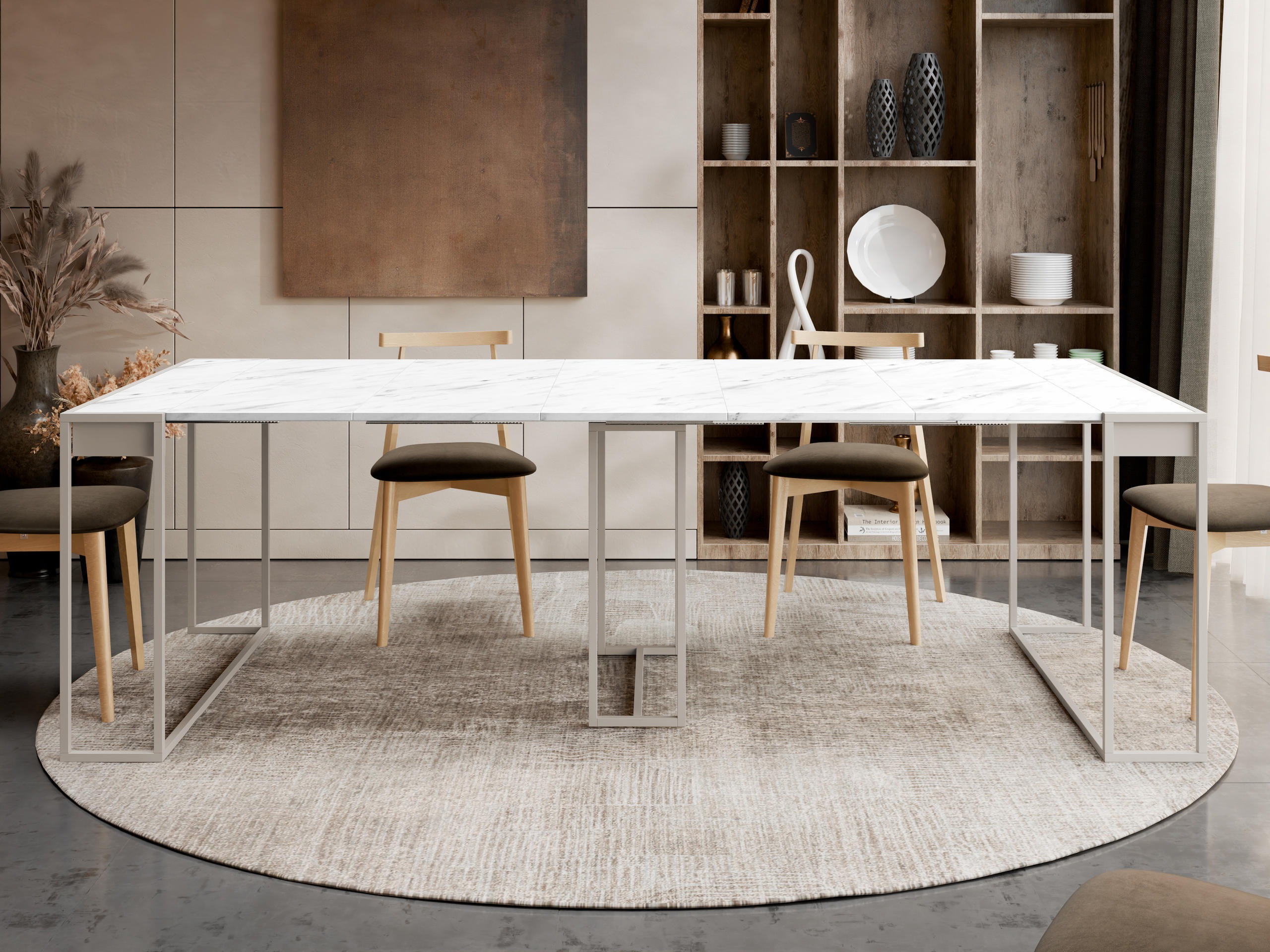 Klapbord Oswego 180 (Hvid marmor + Kashmir)