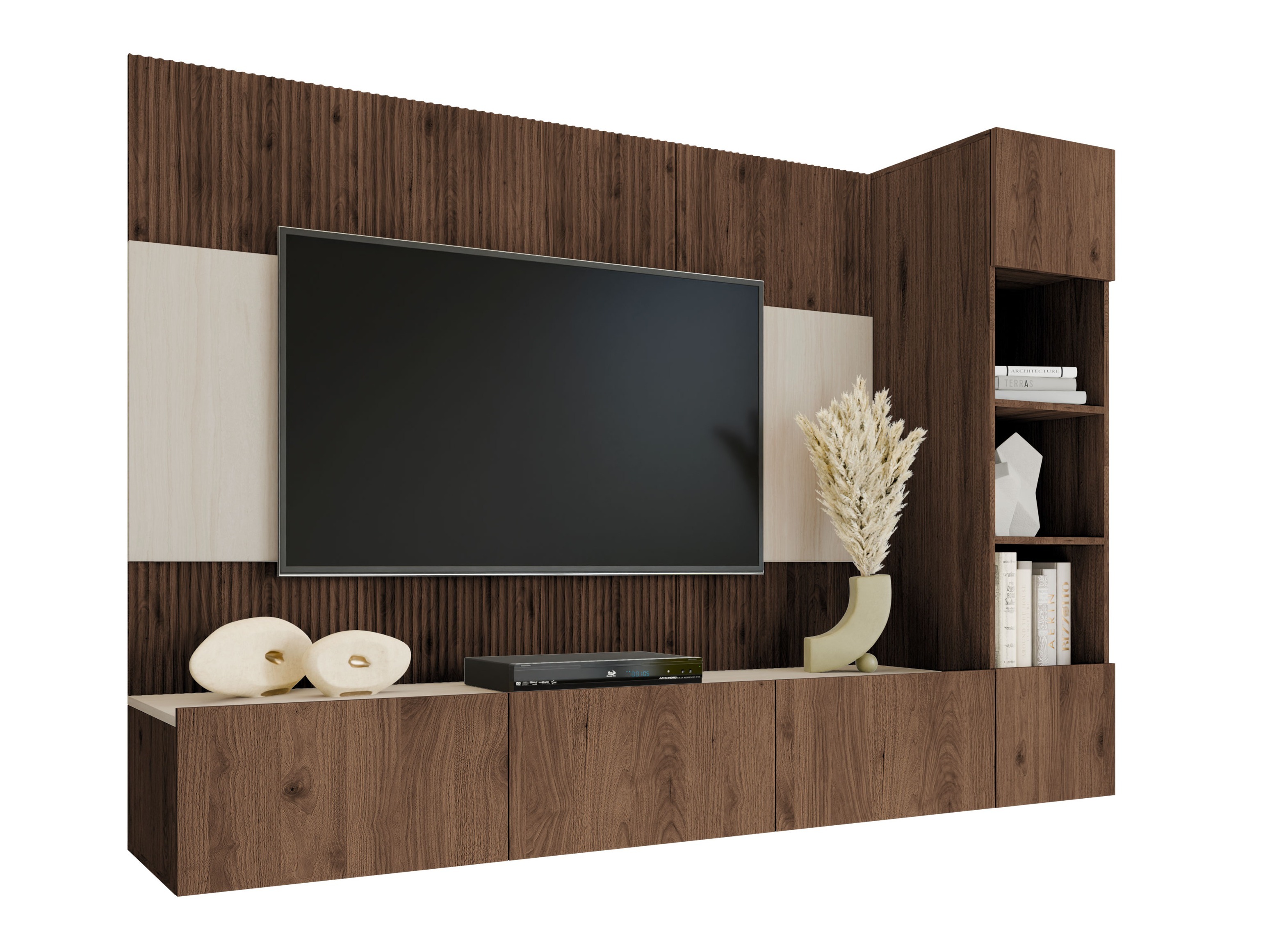 Stuemøbelsæt Comfivo Salix II (Valnød + Lys Travertine)
