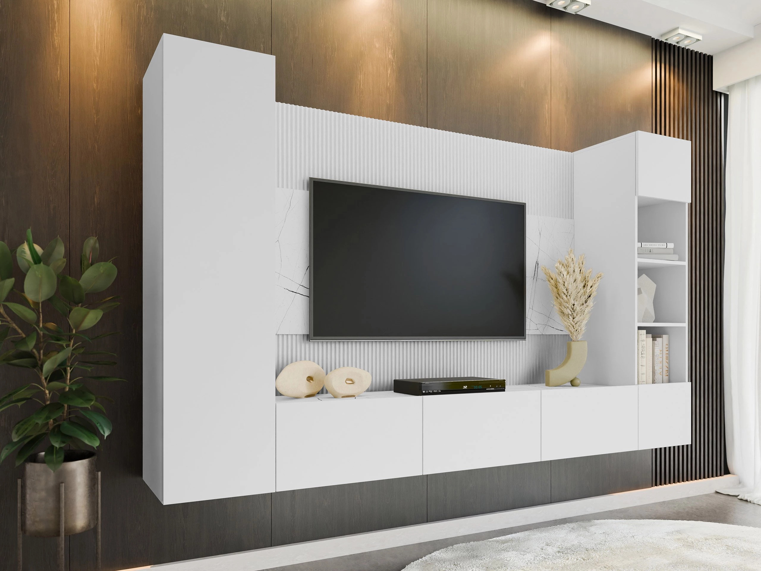 Stuemøbelsæt Comfivo Salix IV (Hvid + Hvid marmor)