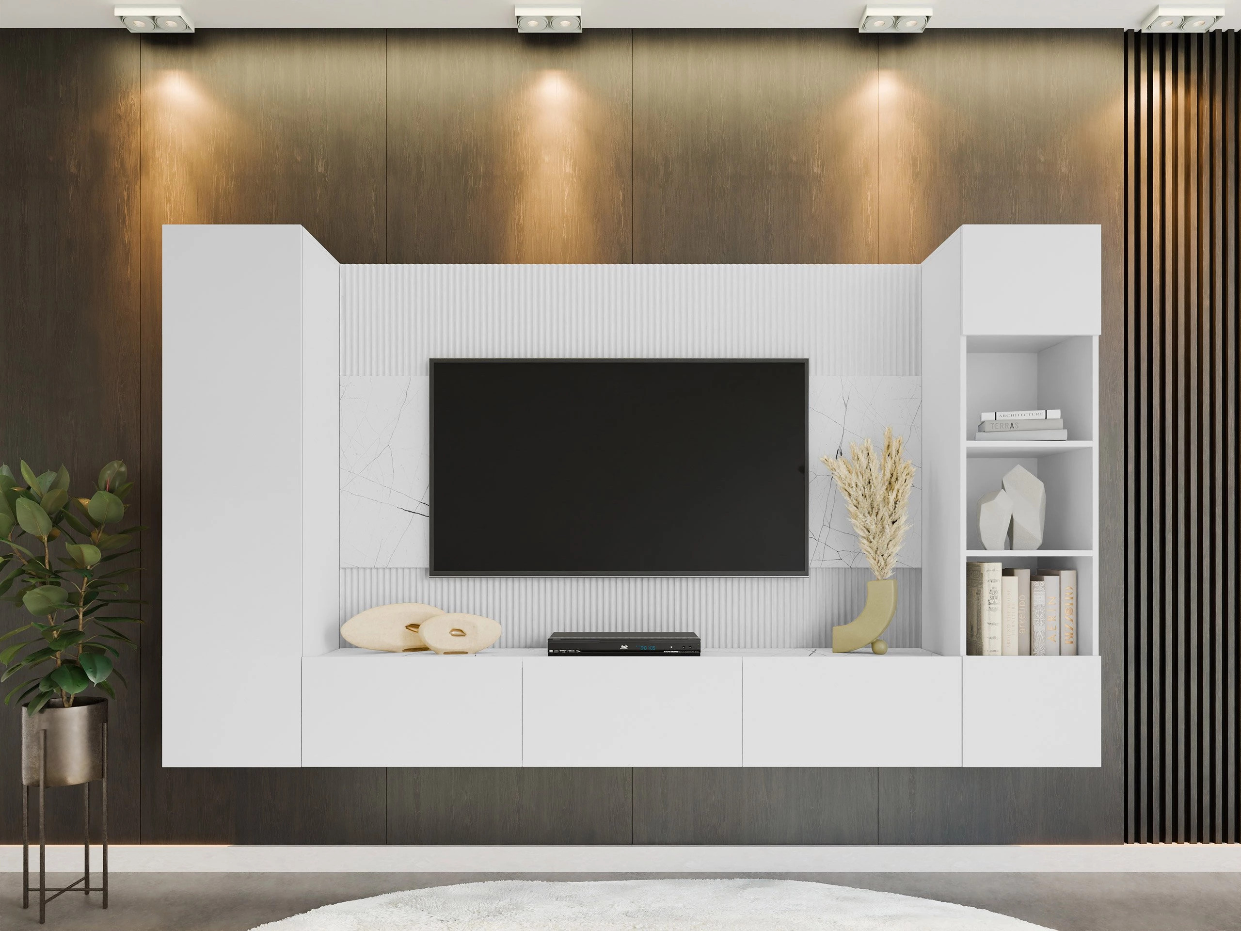 Stuemøbelsæt Comfivo Salix IV (Hvid + Hvid marmor)