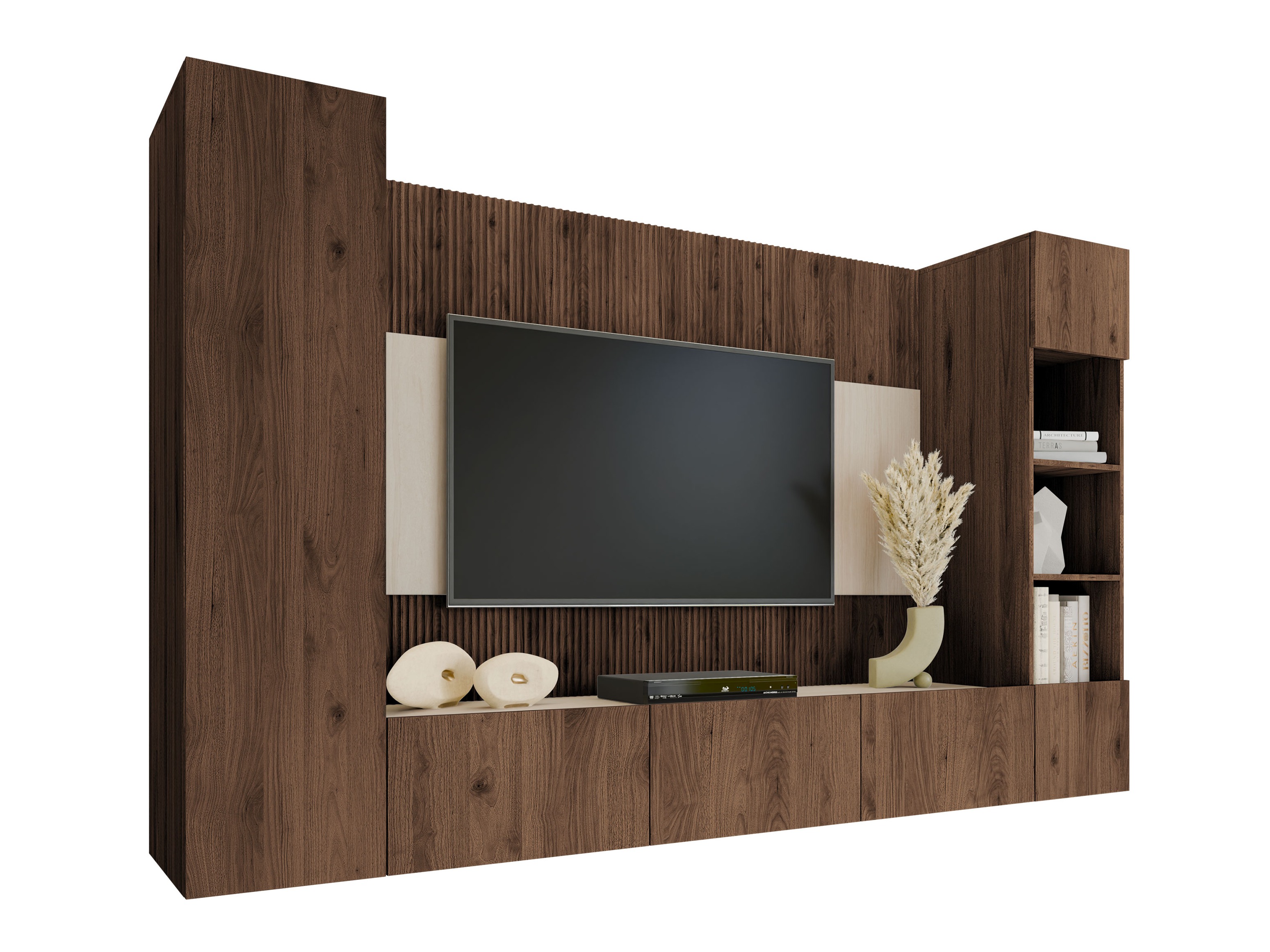 Stuemøbelsæt Comfivo Salix IV (Valnød + Lys Travertine)
