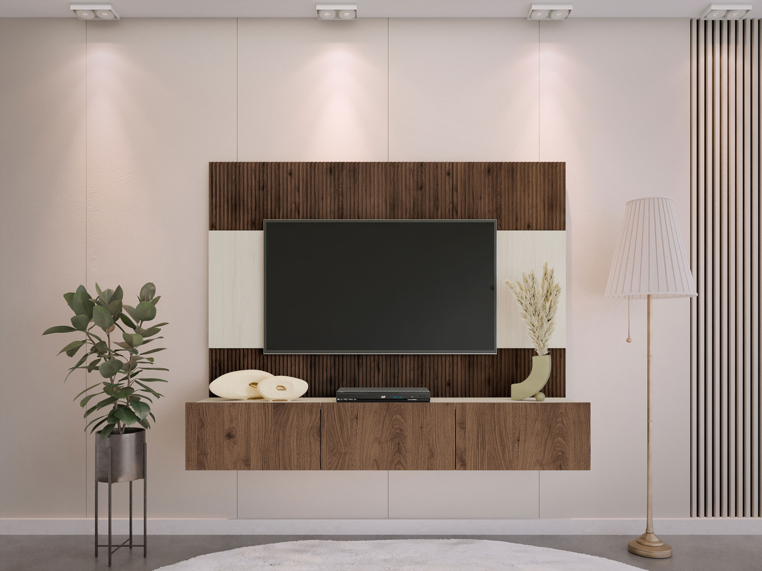 Stuemøbelsæt Comfivo Salix (Valnød + Lys Travertine)
