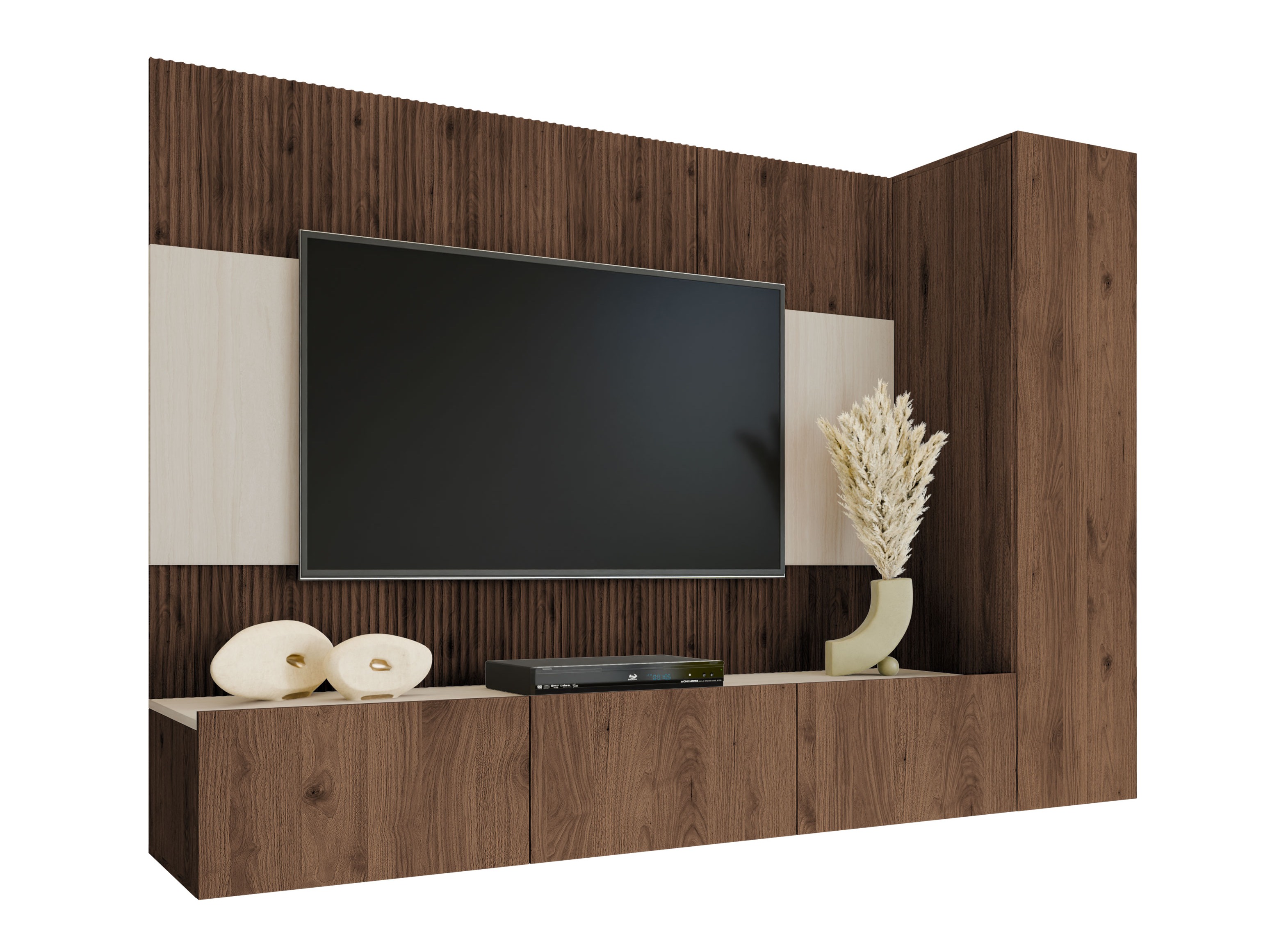 Stuemøbelsæt Comfivo Salix VI (Valnød + Lys Travertine)
