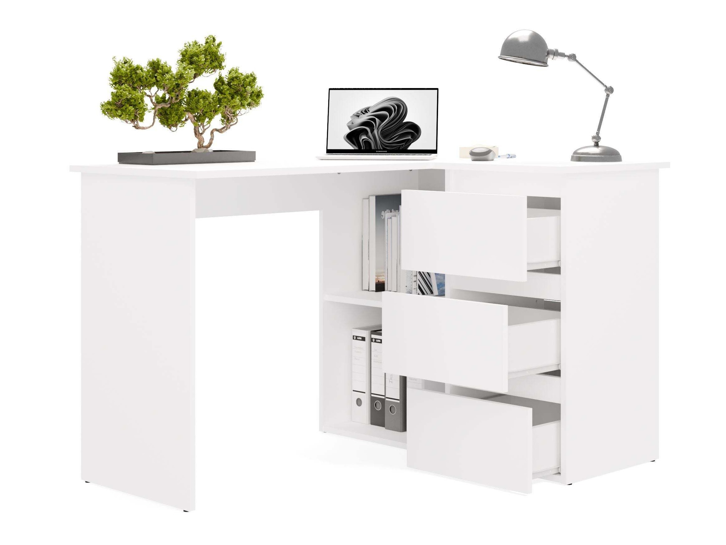 Hjørneskrivebord Mandeville 365 (Hvid)