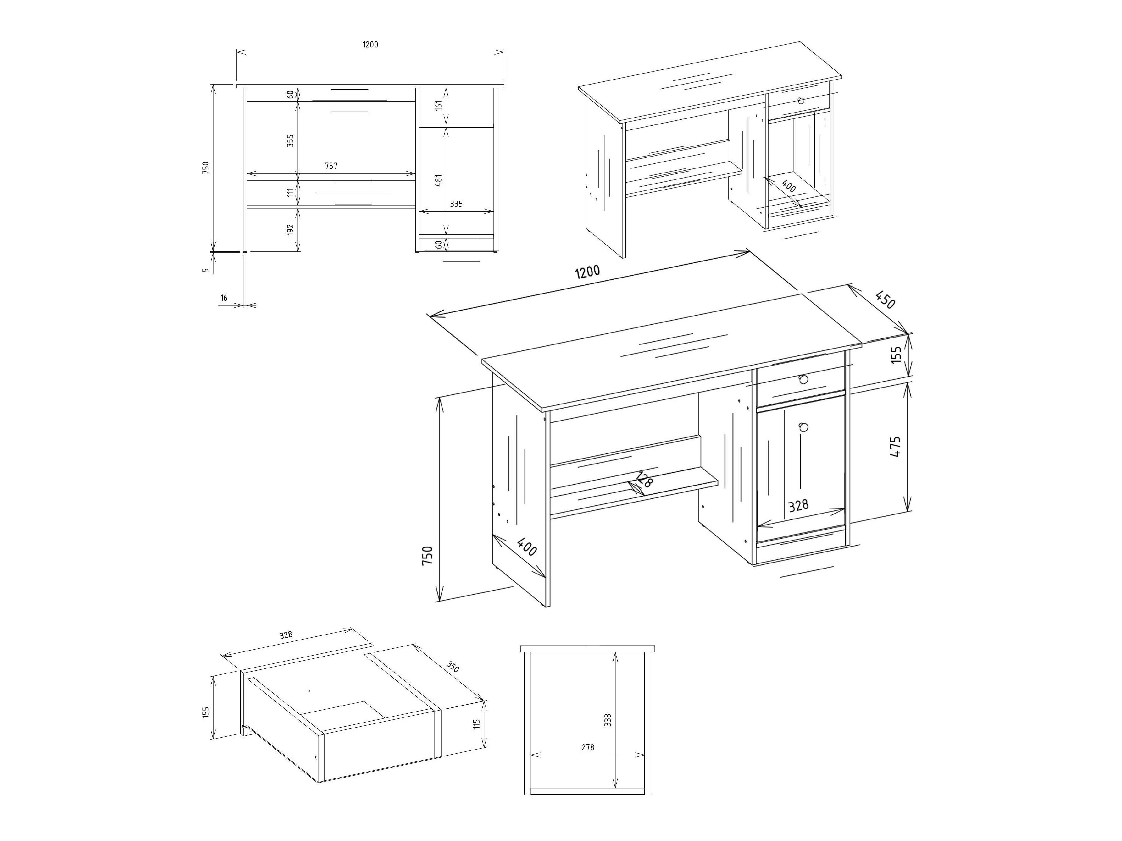 Skrivebord Mandeville 376 (Hvid)