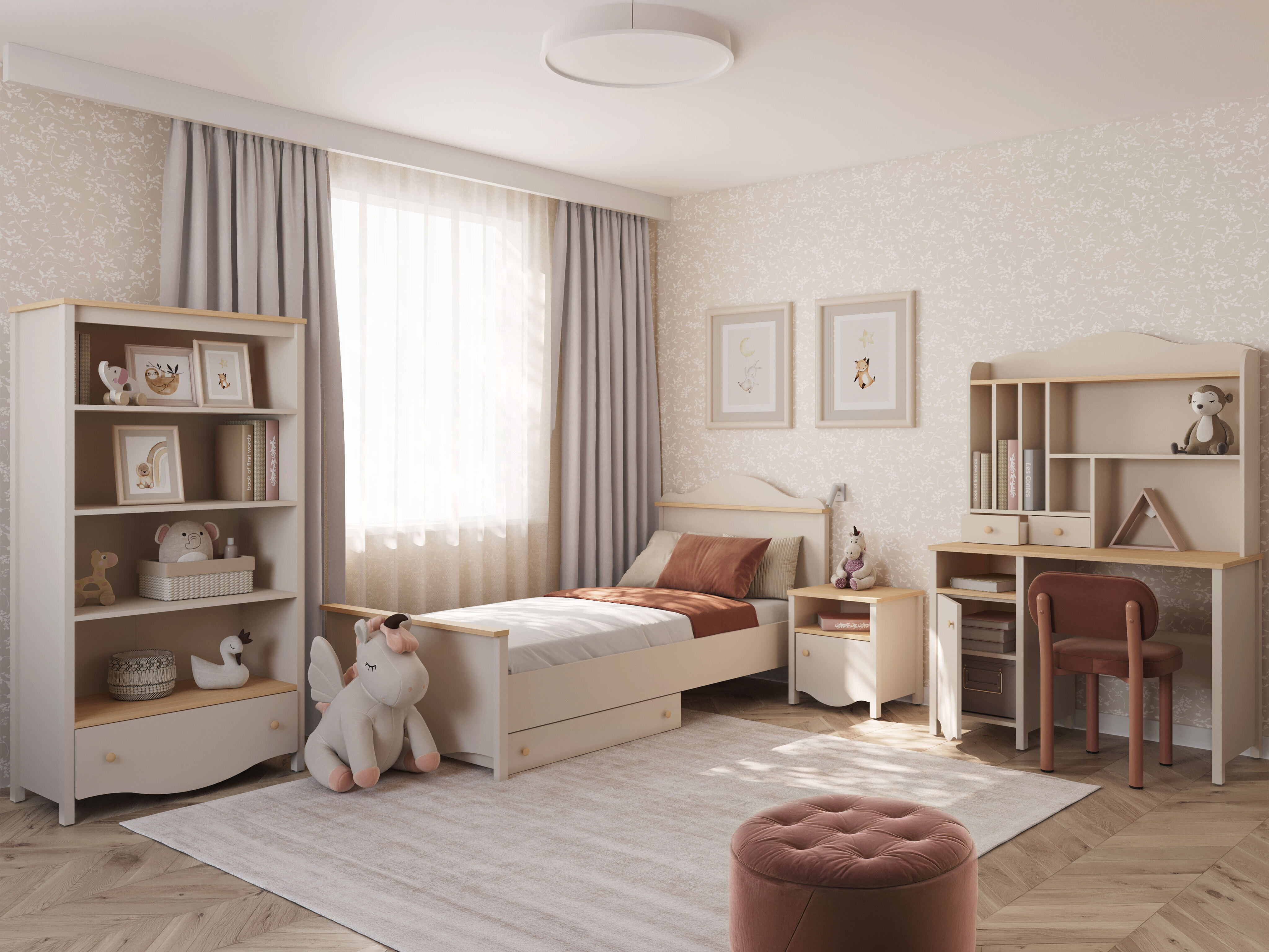 Skrivebord Velferi 114 (Beige + Egetræ)
