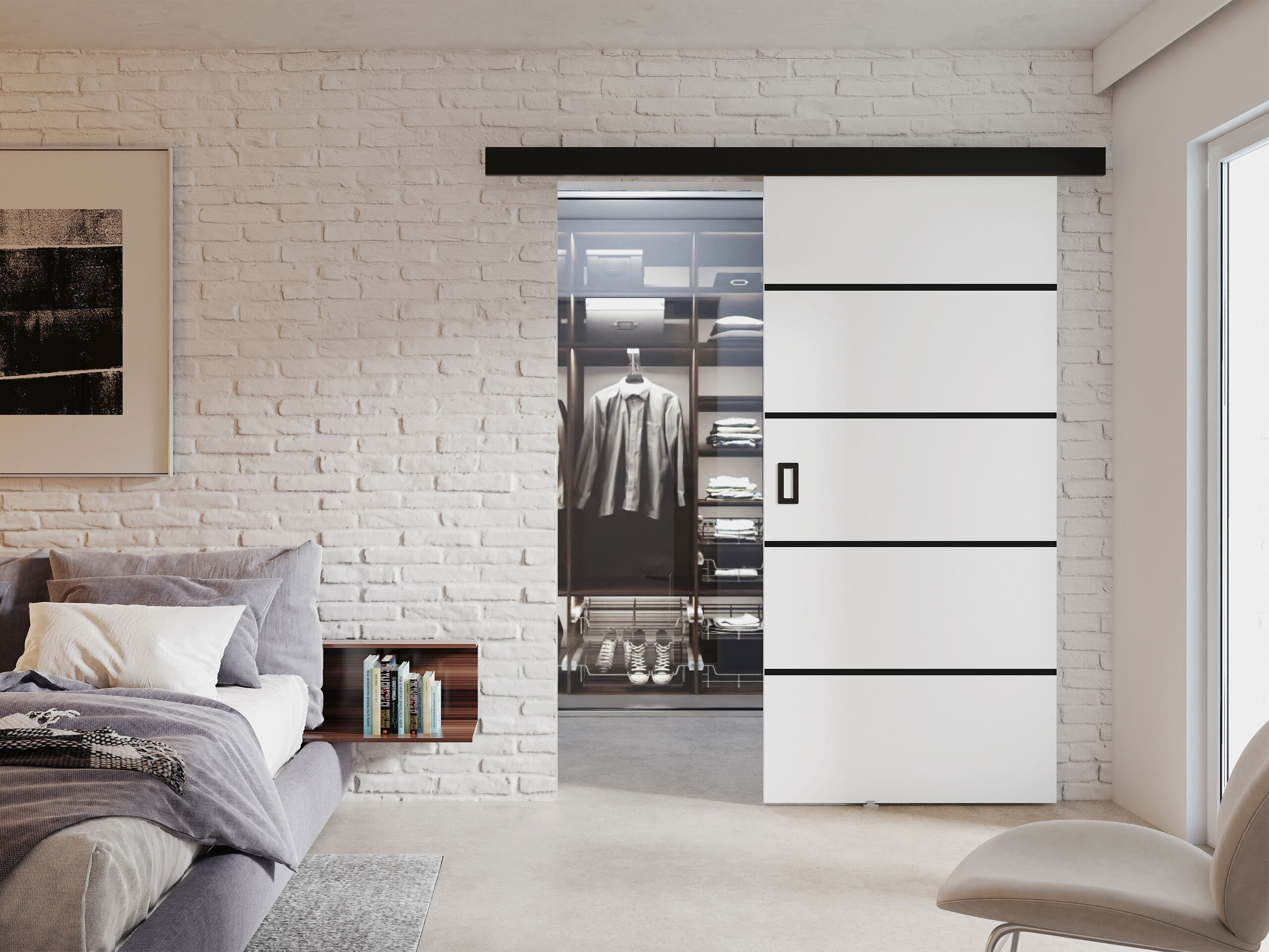 Skydedør Dover 172 (Hvid)