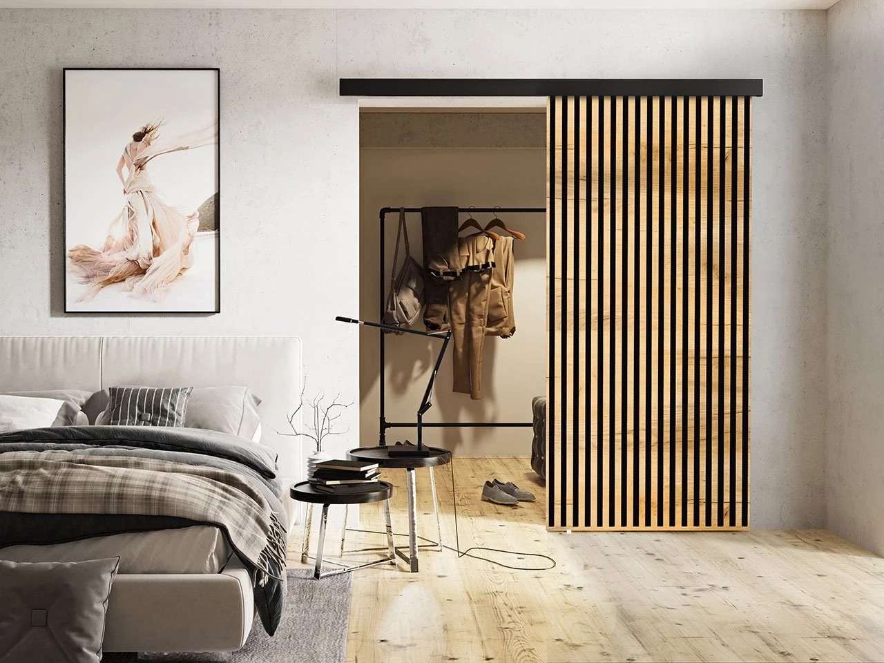 Skydedør Dover 203 (Craft gylden eg + Sort)