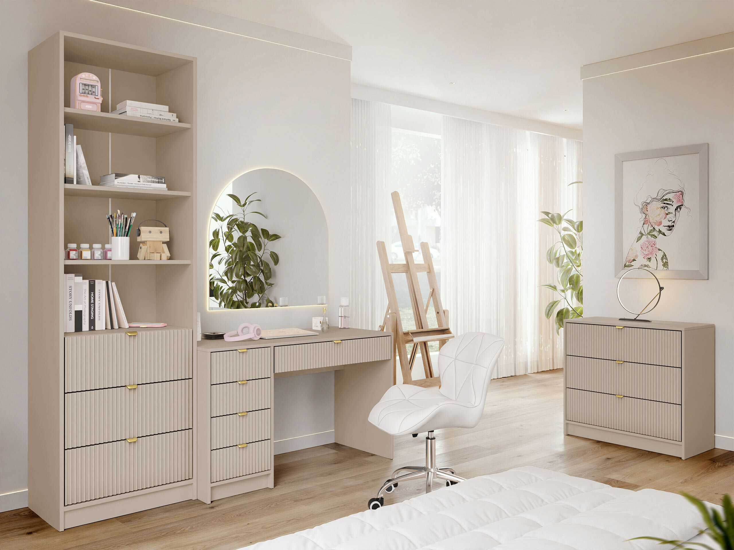 Hjemmekontorsæt Comfivo Papilio V (Beige)