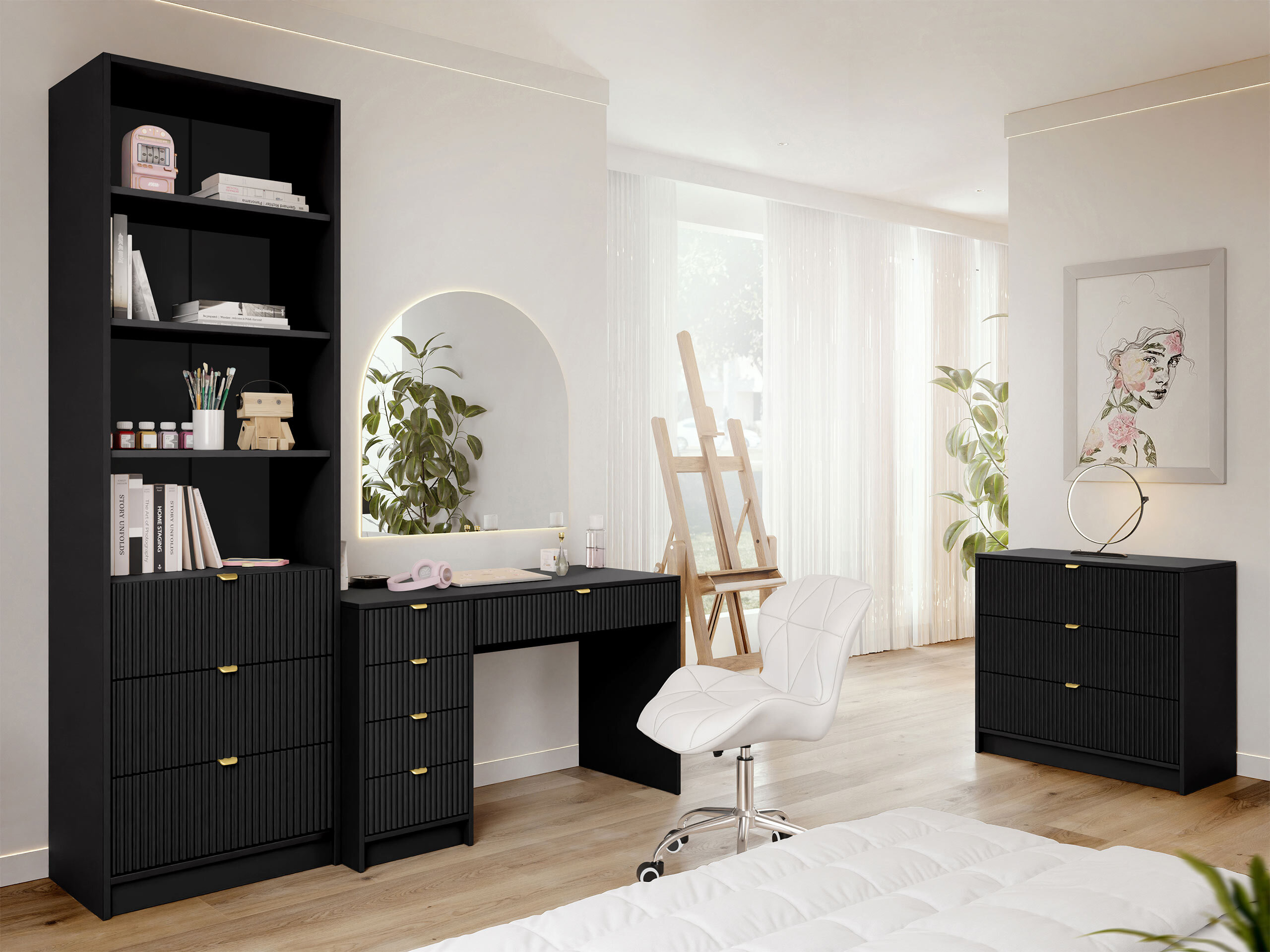 Hjemmekontorsæt Comfivo Papilio V (Sort)