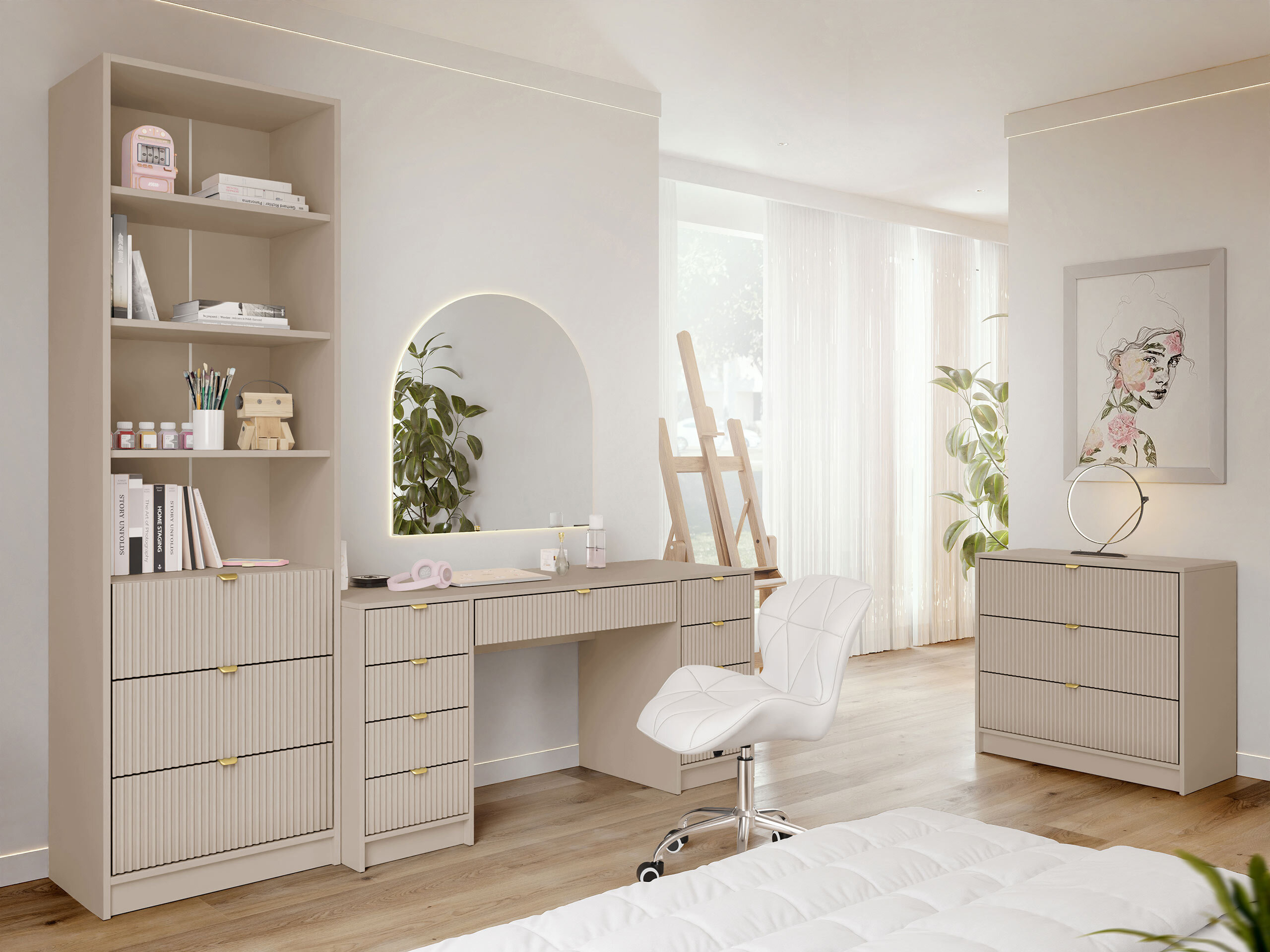 Hjemmekontorsæt Comfivo Papilio VI (Beige)