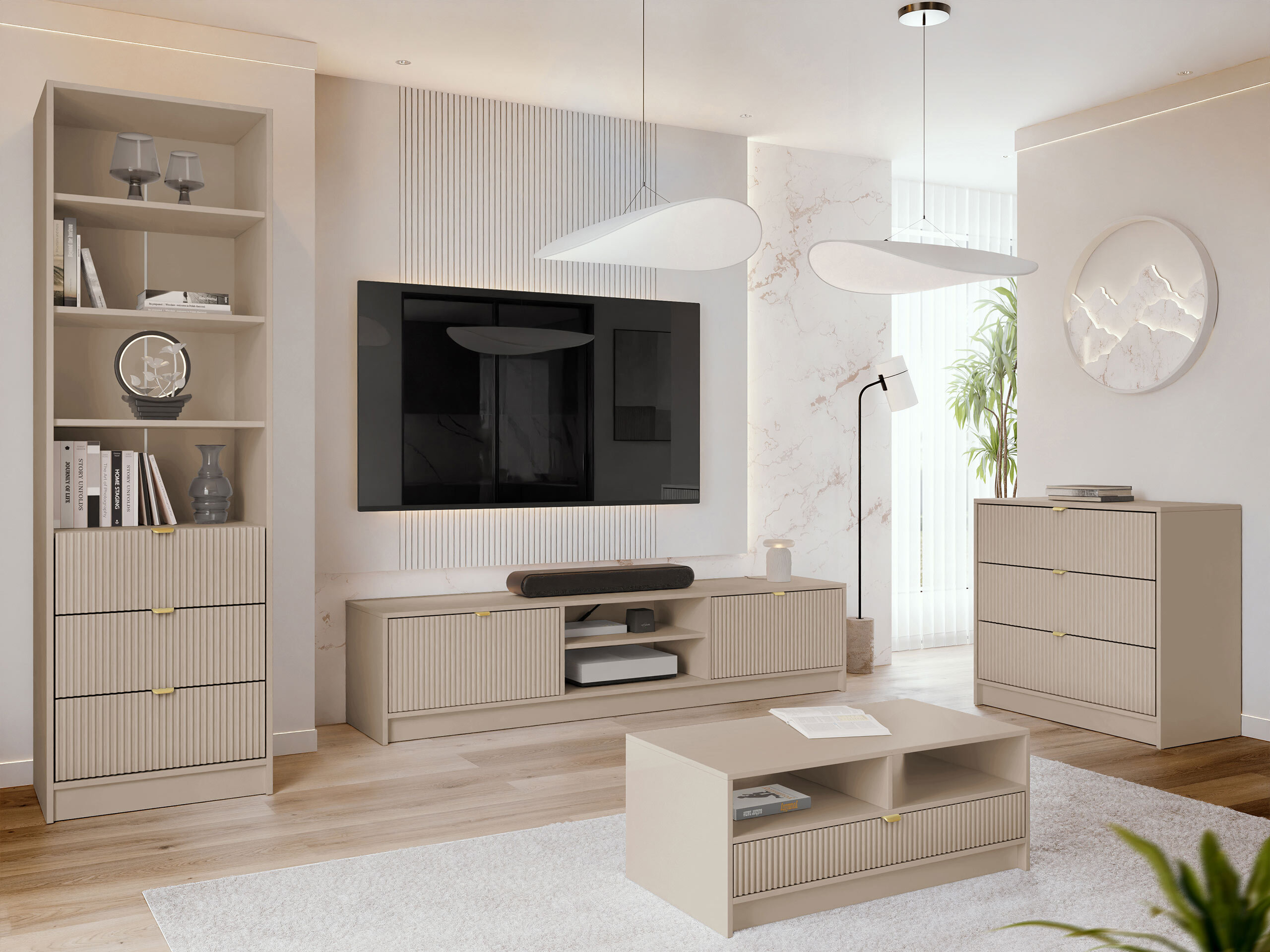 Stuemøbelsæt Comfivo Papilio VII (Beige)