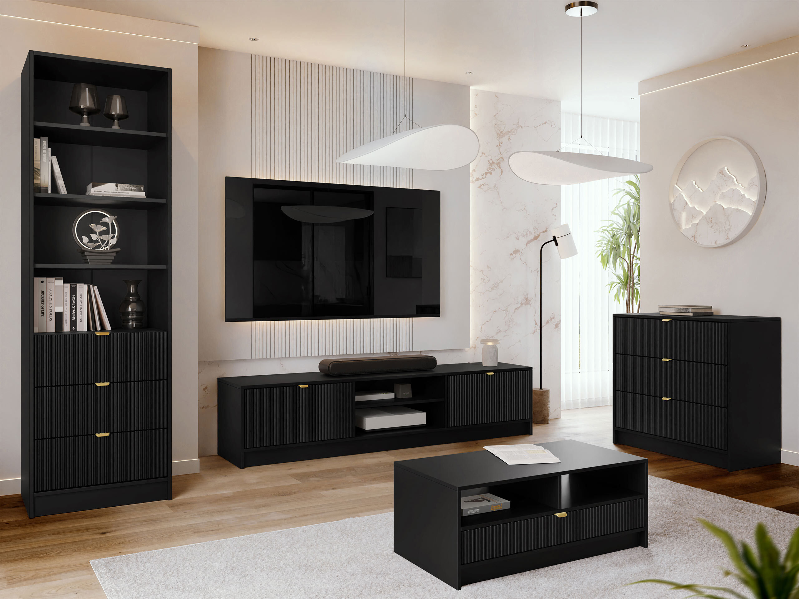 Stuemøbelsæt Comfivo Papilio VII (Sort)