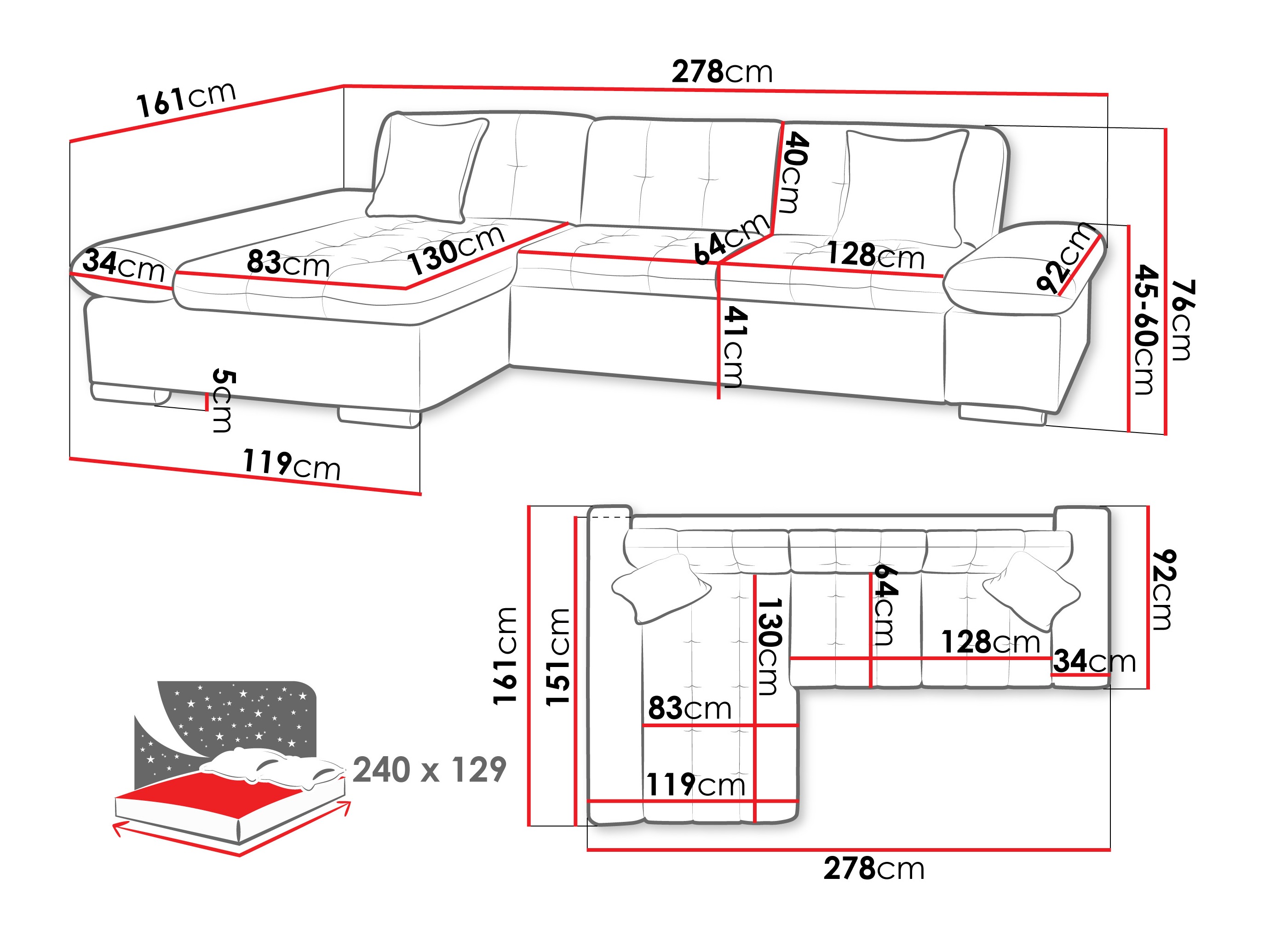 Hjørnesofa Comfivo Sanitas I (Lumo 55)