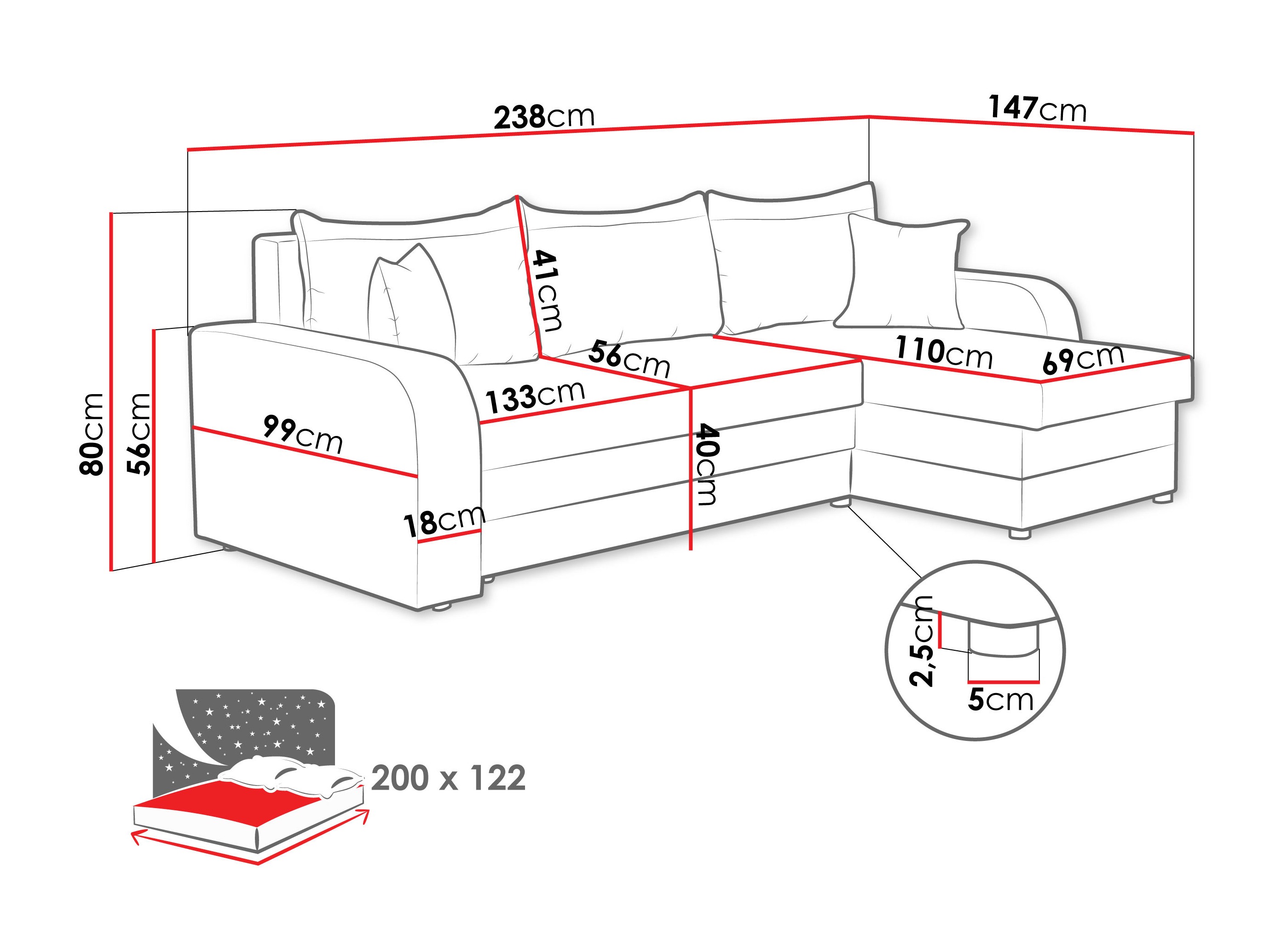 Hjørnesofa Comfivo Melissa (Lumo 40)