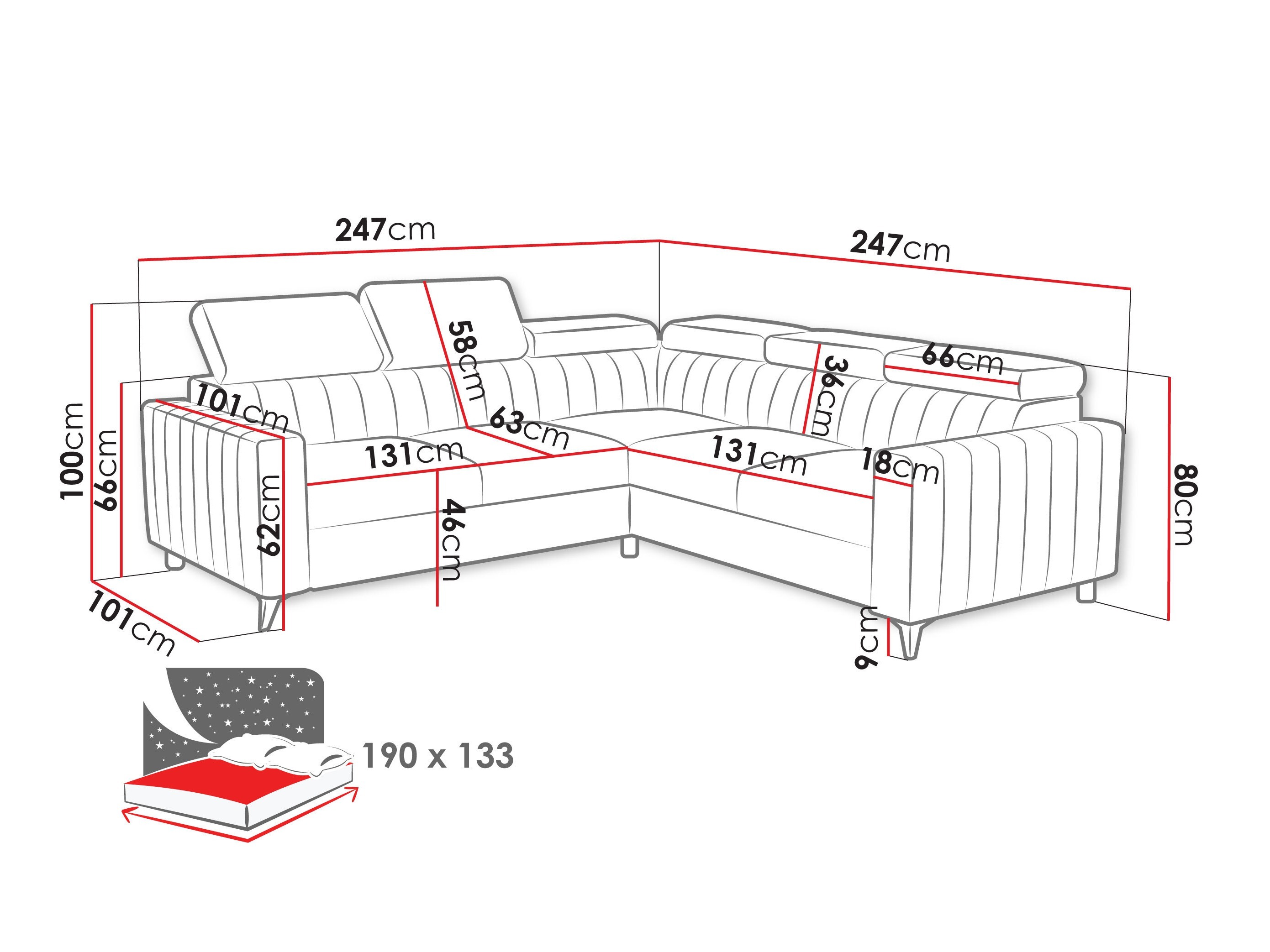Hjørnesofa Columbus 201 (Flow 21)