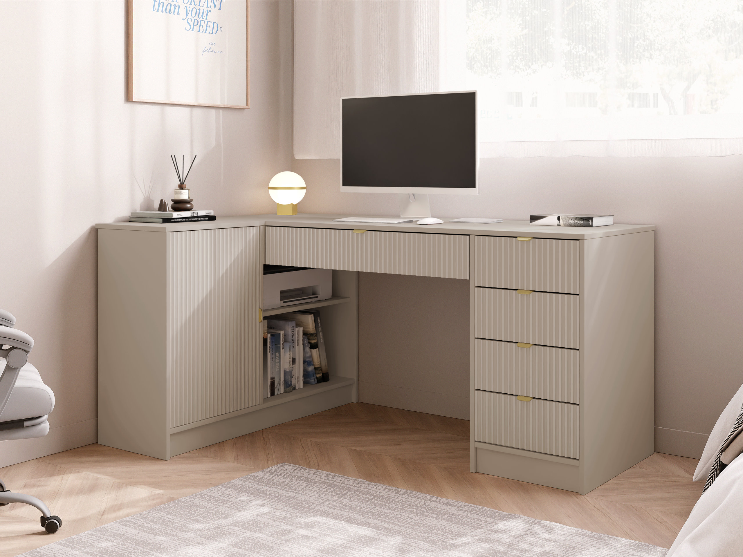 Hjørneskrivebord Comfivo Papilio II (Beige)