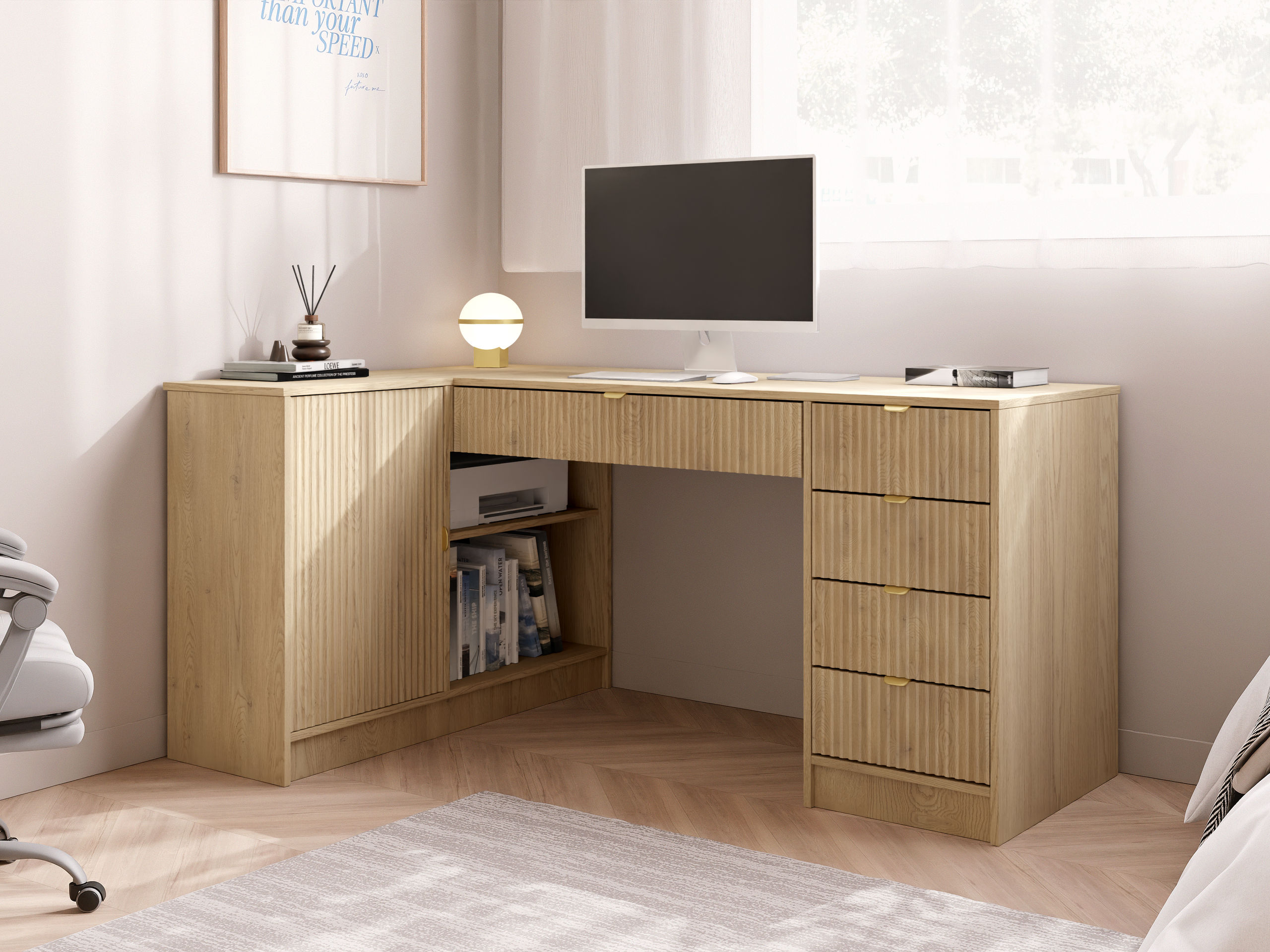 Hjørneskrivebord Comfivo Papilio II (Egetræ)