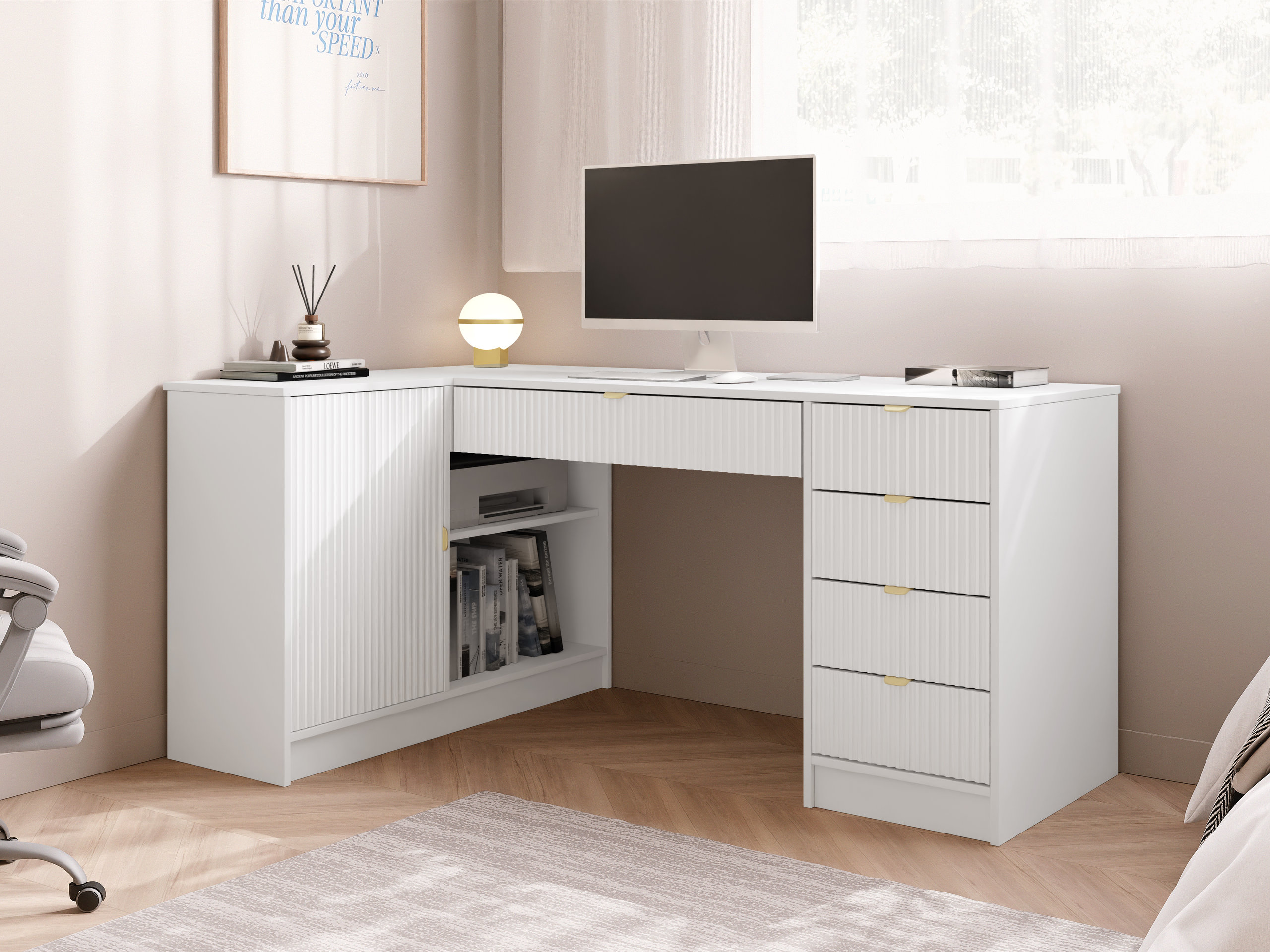 Hjørneskrivebord Comfivo Papilio II (Hvid)